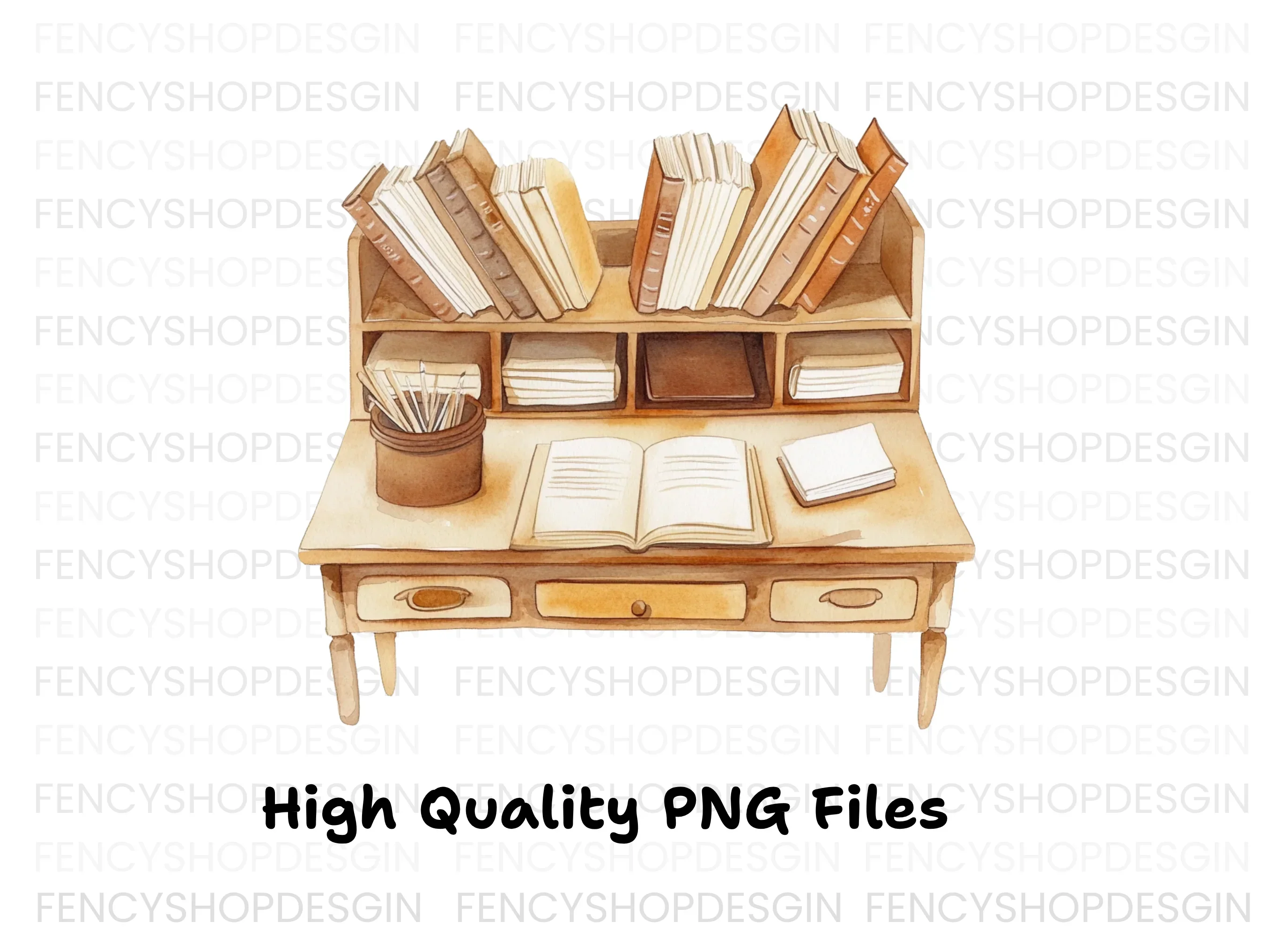 Vintage Desk and Book Clipart Bundle - Image 3