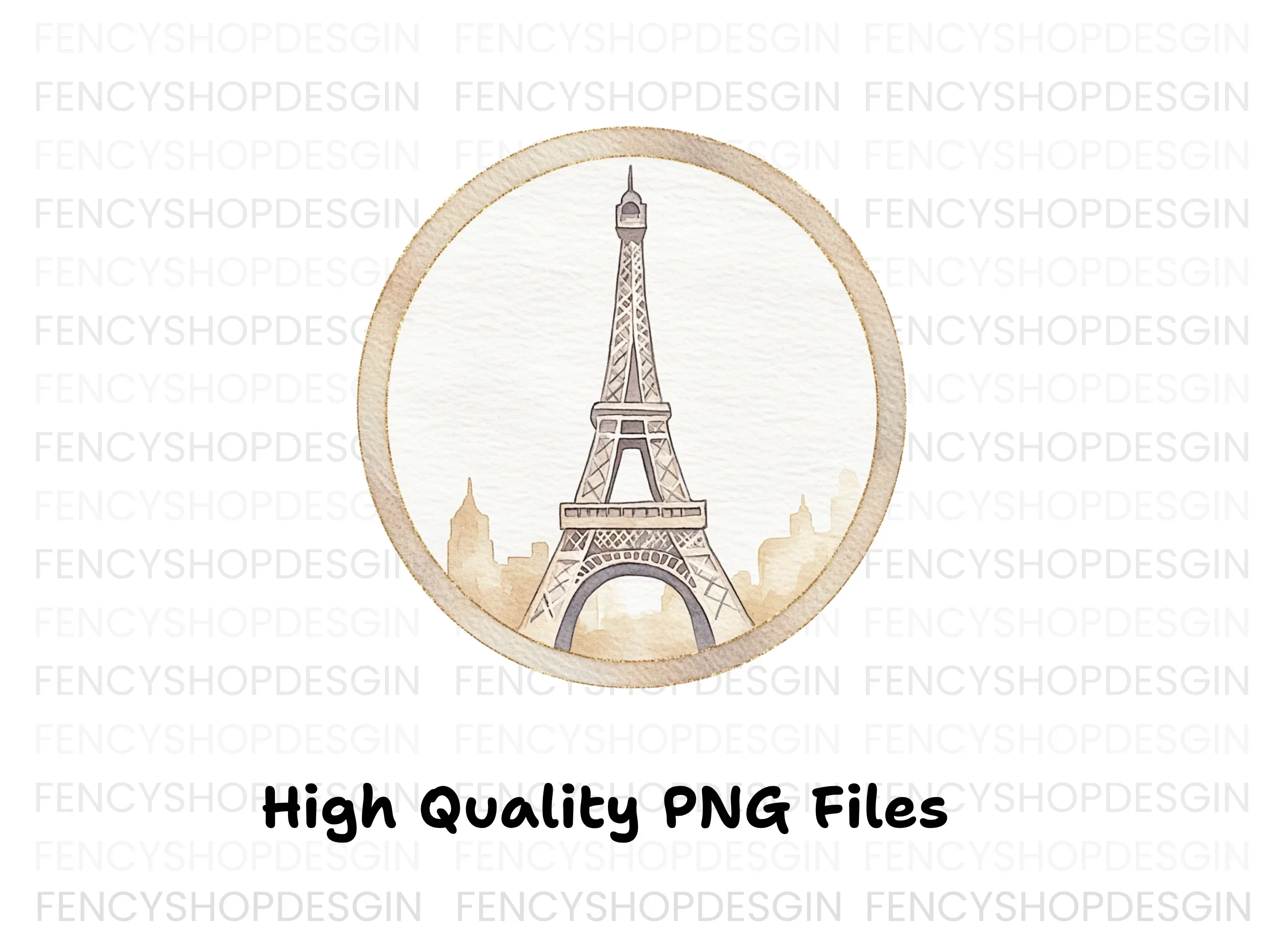 Vintage Eiffel Tower Circle Clipart Bundle - Image 3