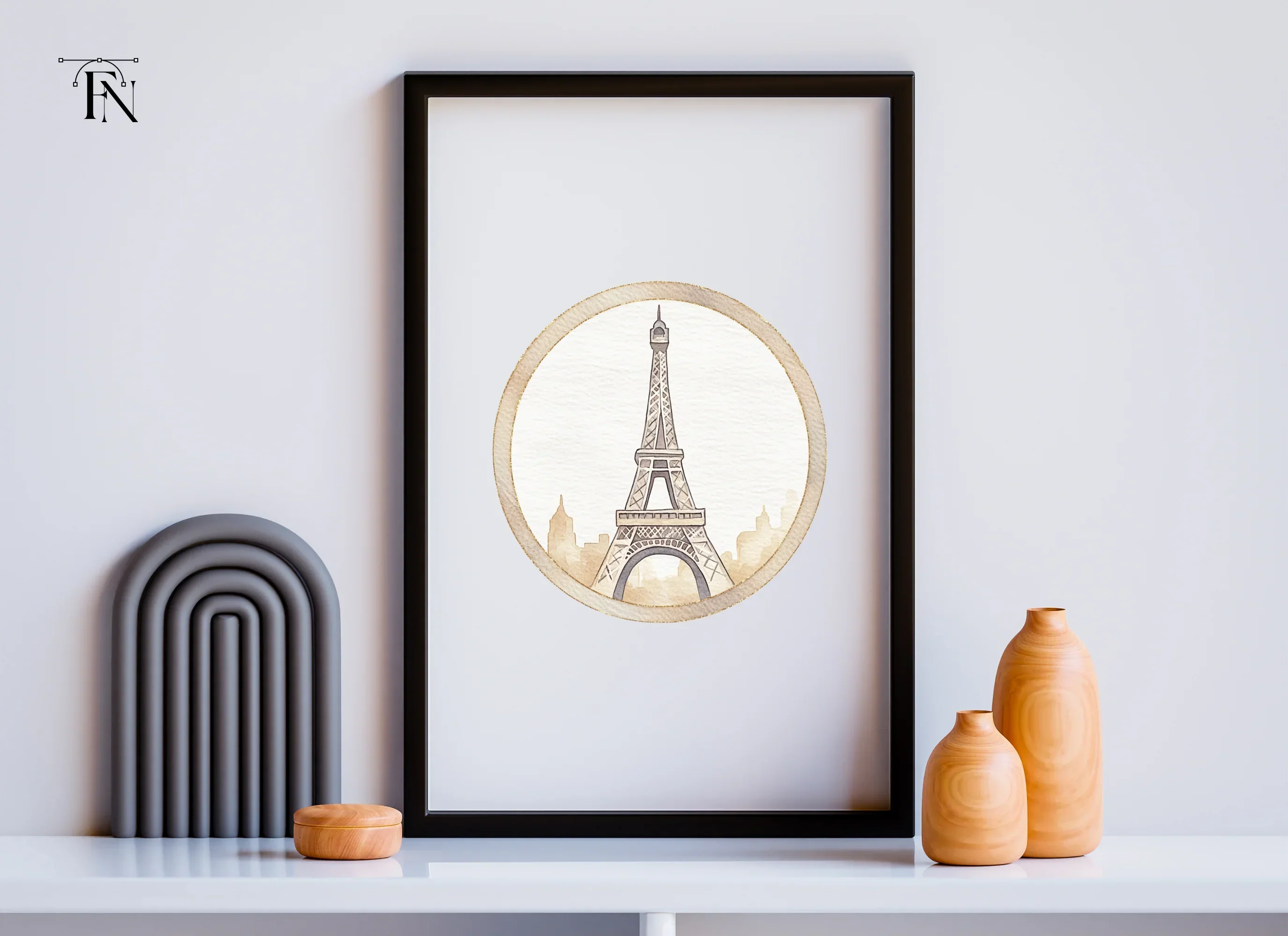 Vintage Eiffel Tower Circle Clipart Bundle - Image 6