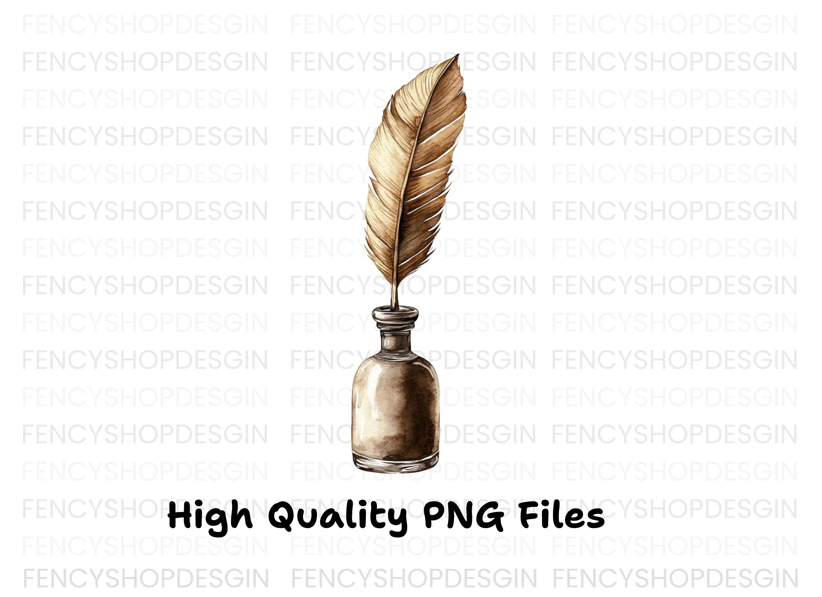 Vintage Feather Quill and Inkwell Clipart Bundle - Image 3