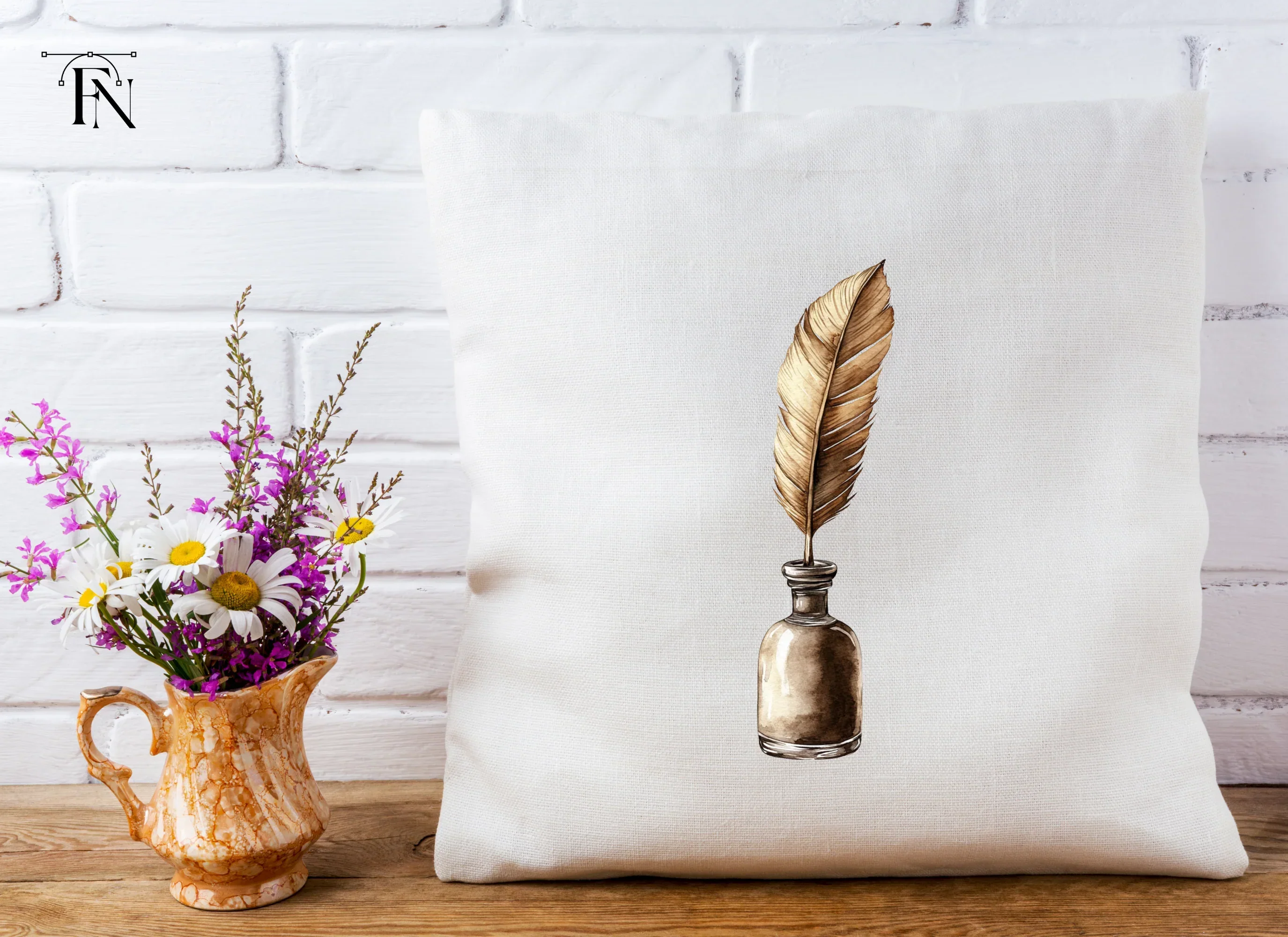 Vintage Feather Quill and Inkwell Clipart Bundle - Image 5