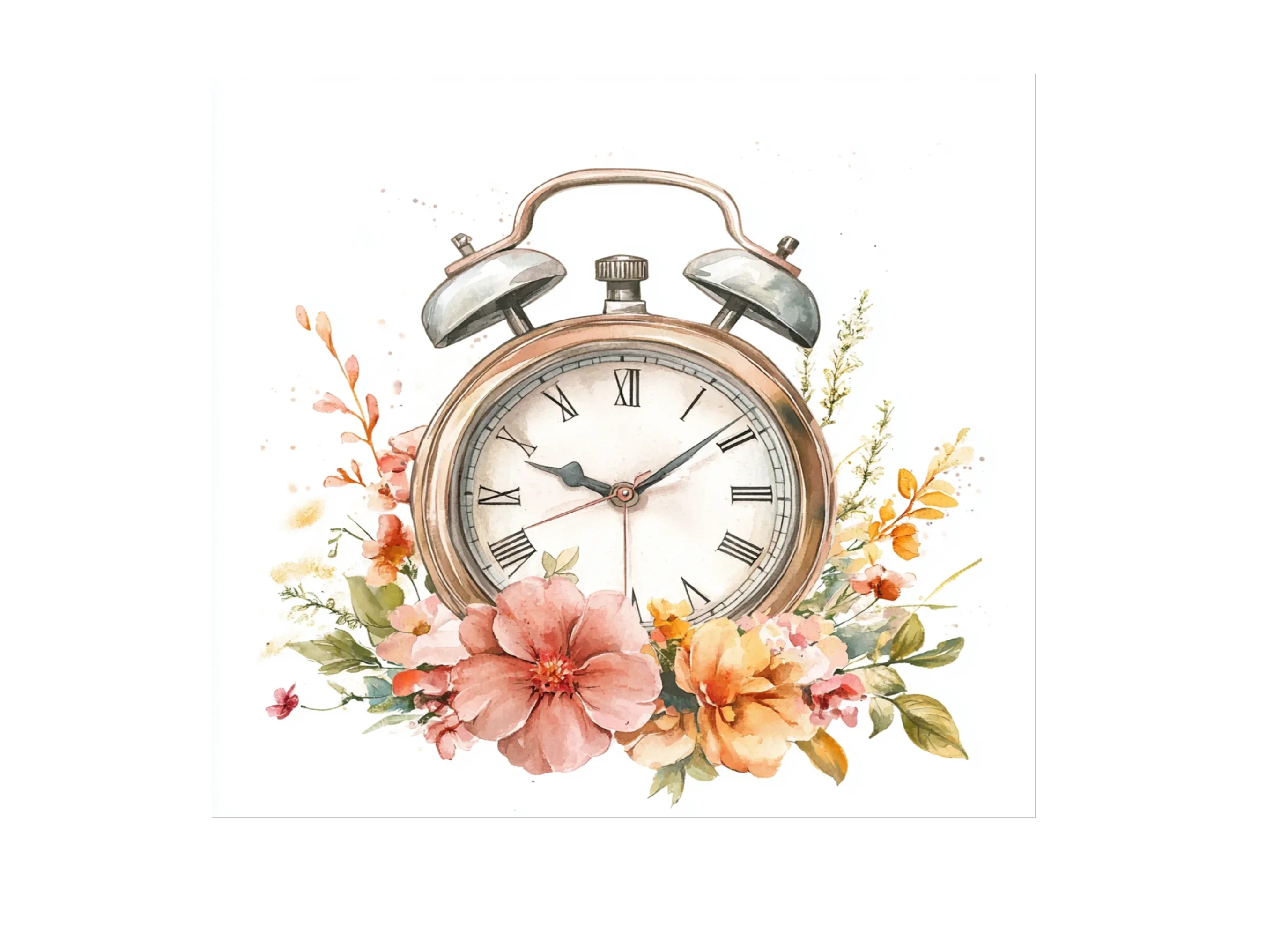 Vintage Floral Alarm Clock Clipart Bundle - Image 2