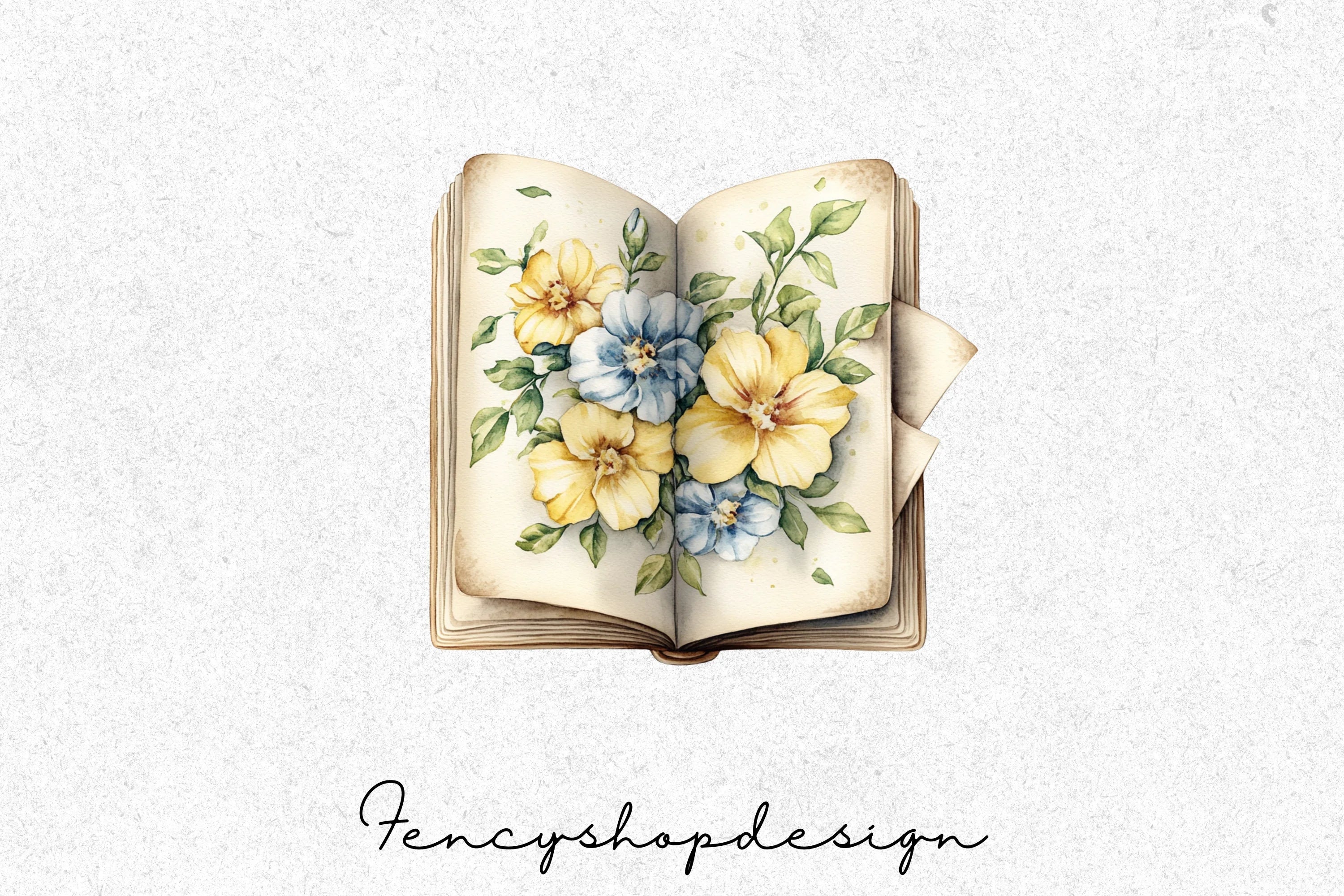 Vintage Floral Books Clipart Bundle - Image 5