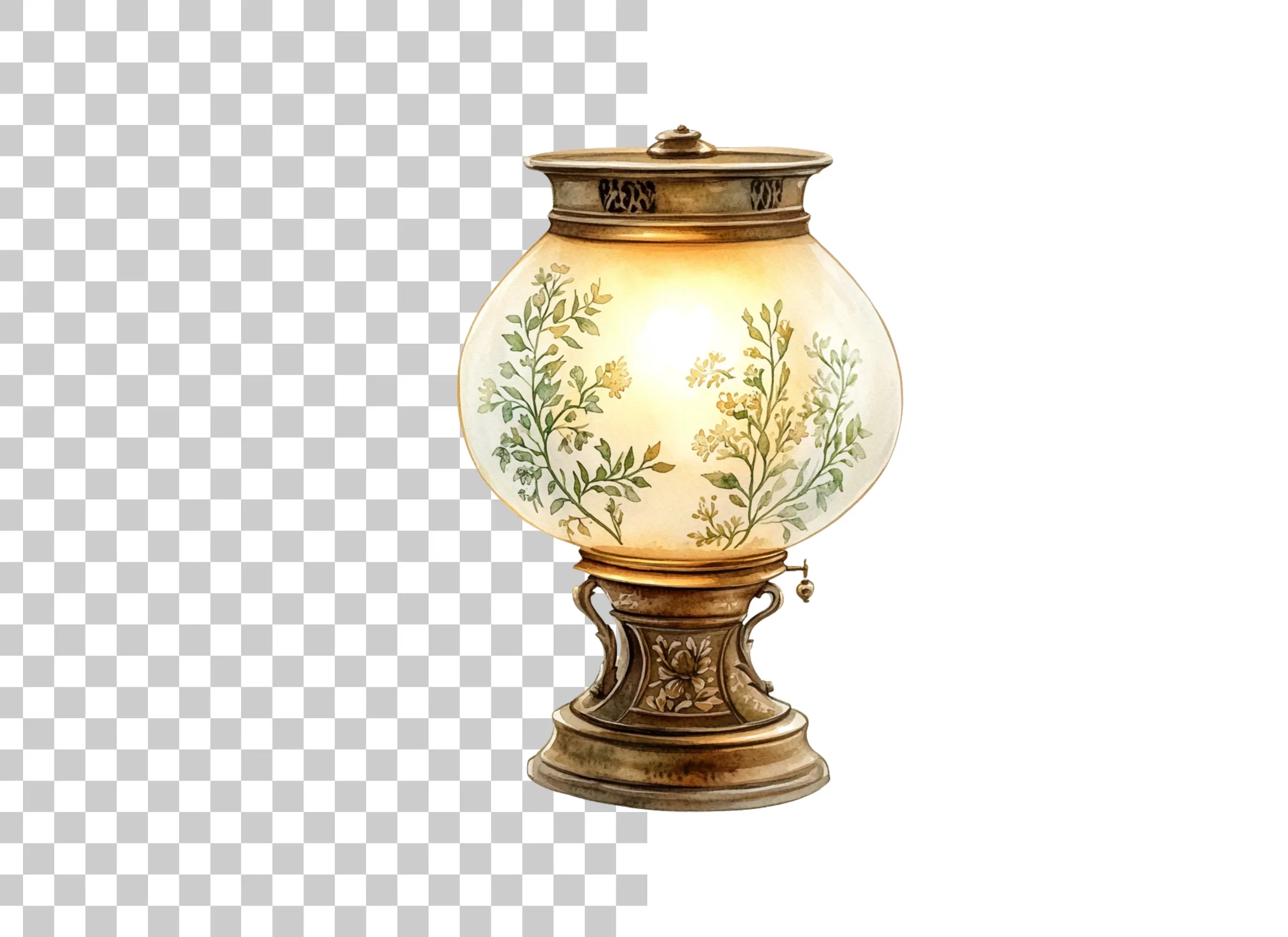 Vintage Floral Lamps Clipart Bundle - Image 2