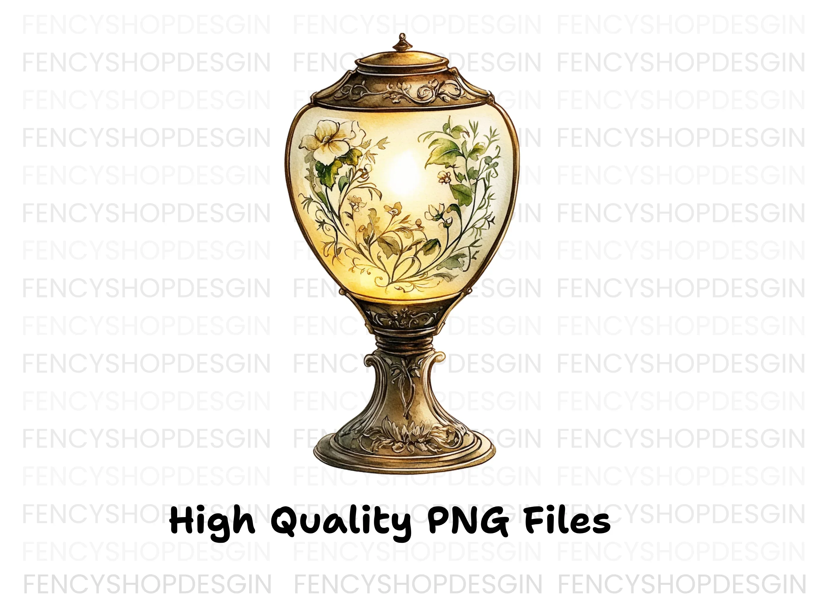 Vintage Floral Lamps Clipart Bundle - Image 3