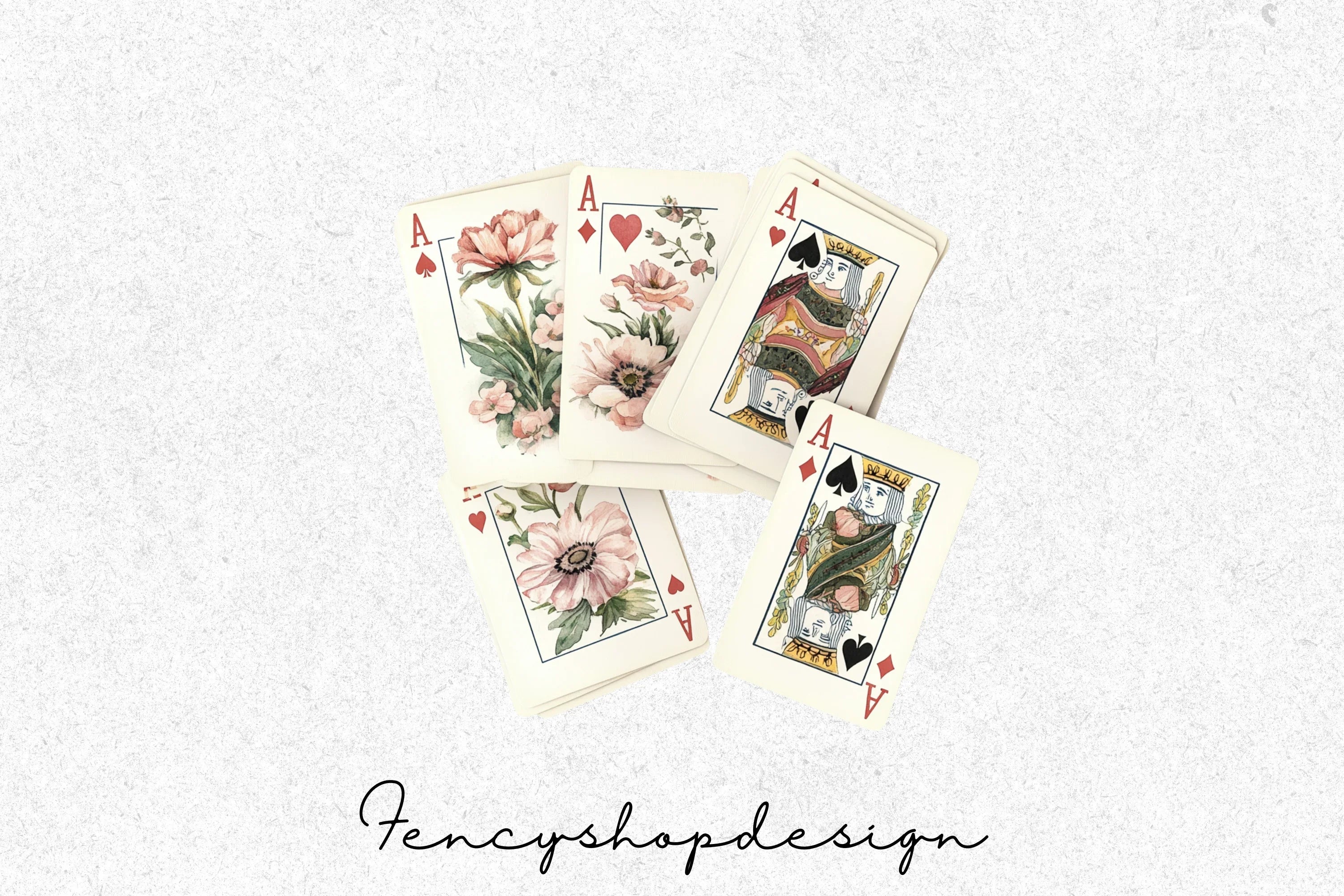 Vintage Floral Playing Cards Clipart Bundle - Image 3