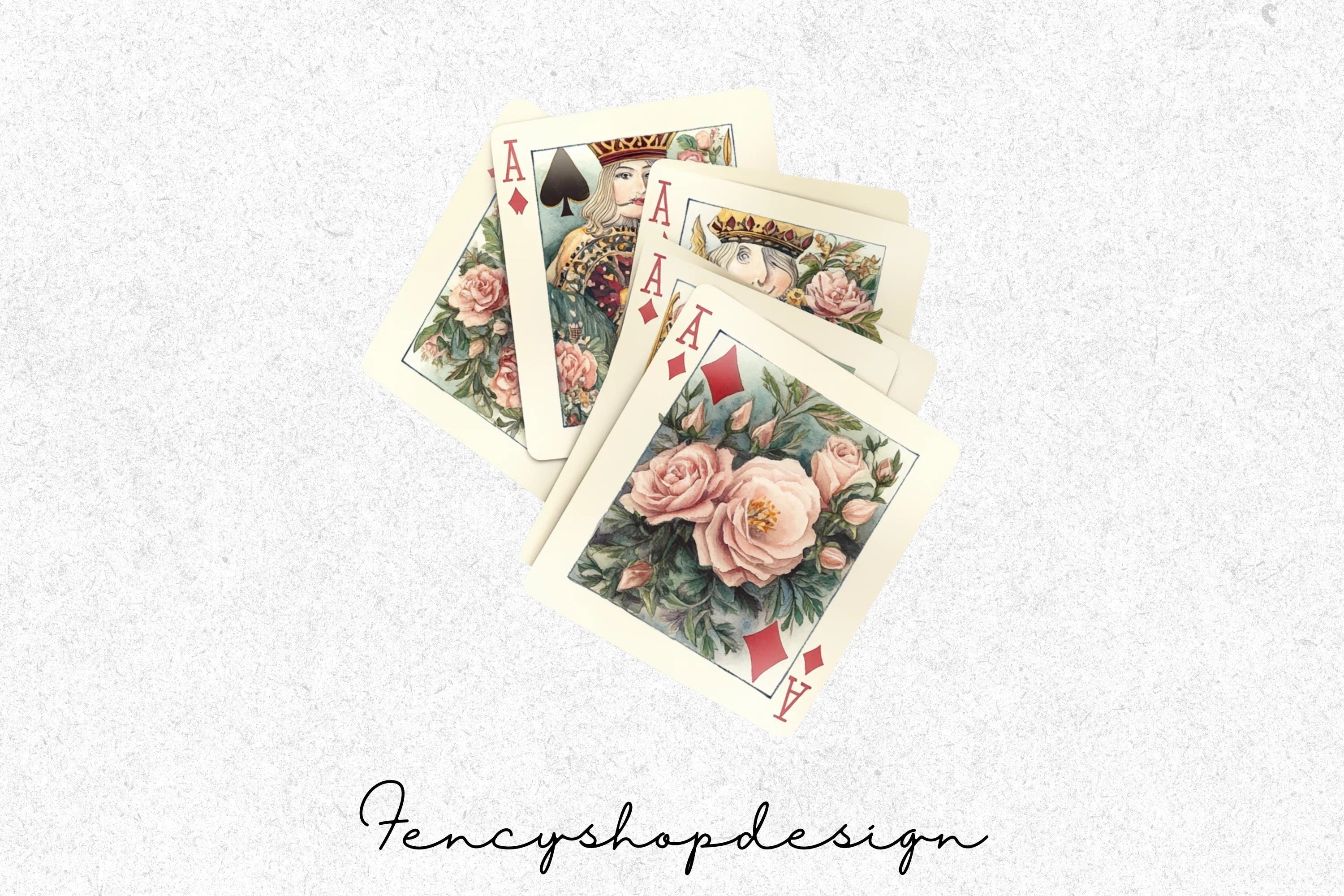 Vintage Floral Playing Cards Clipart Bundle - Image 4