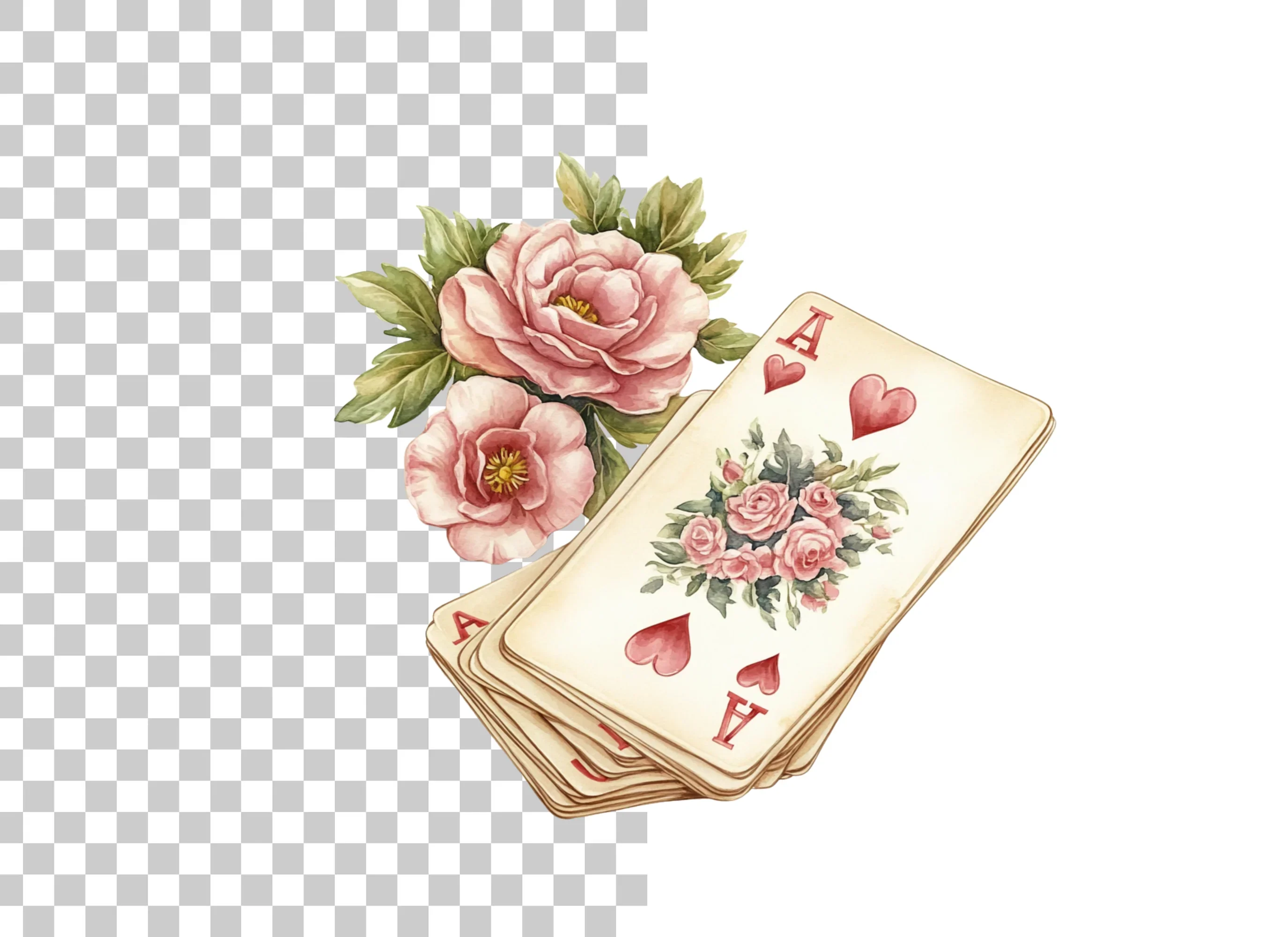 Vintage Floral Playing Cards Clipart Bundle - Image 6