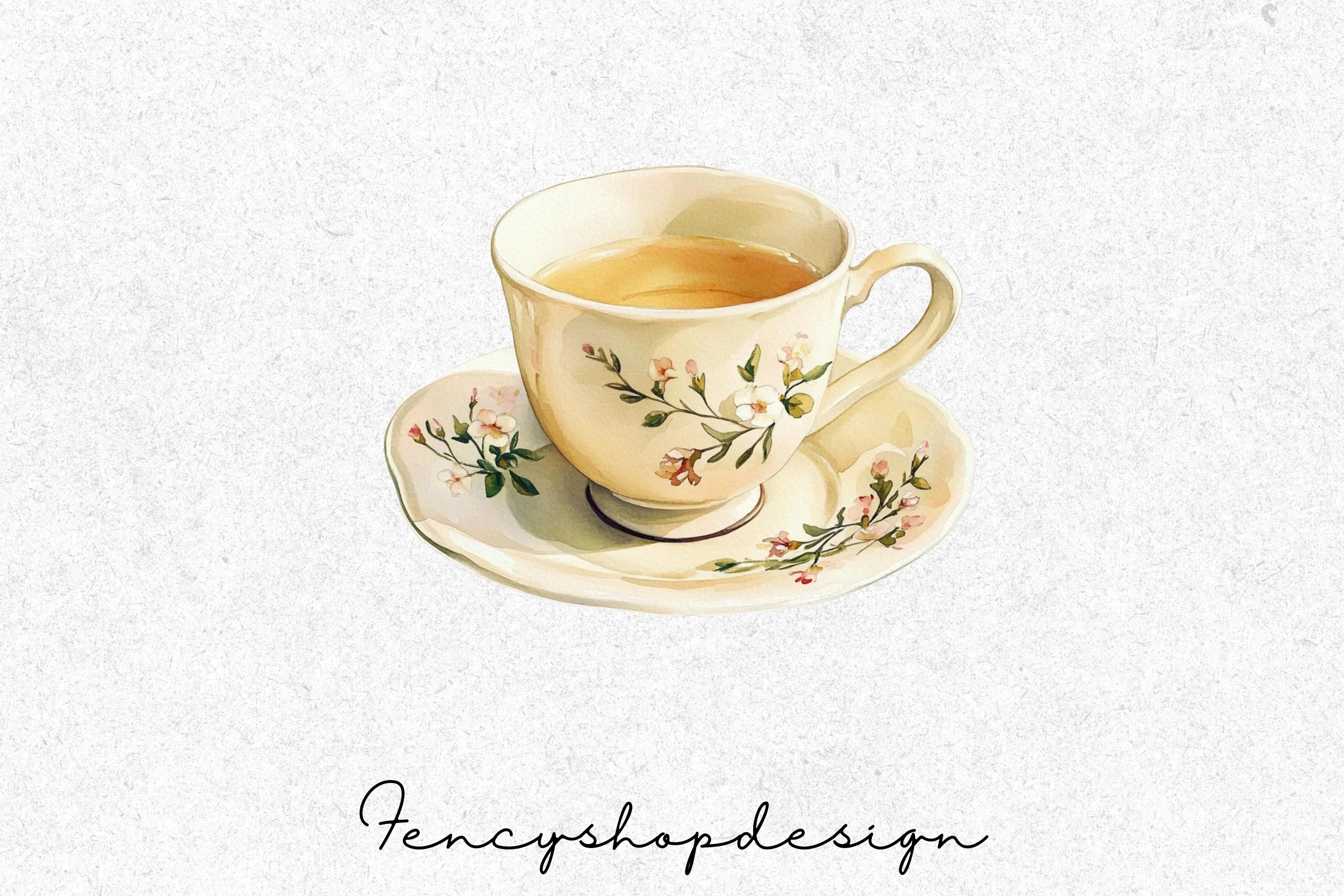 Vintage Floral Teacups Clipart Bundle - Image 7