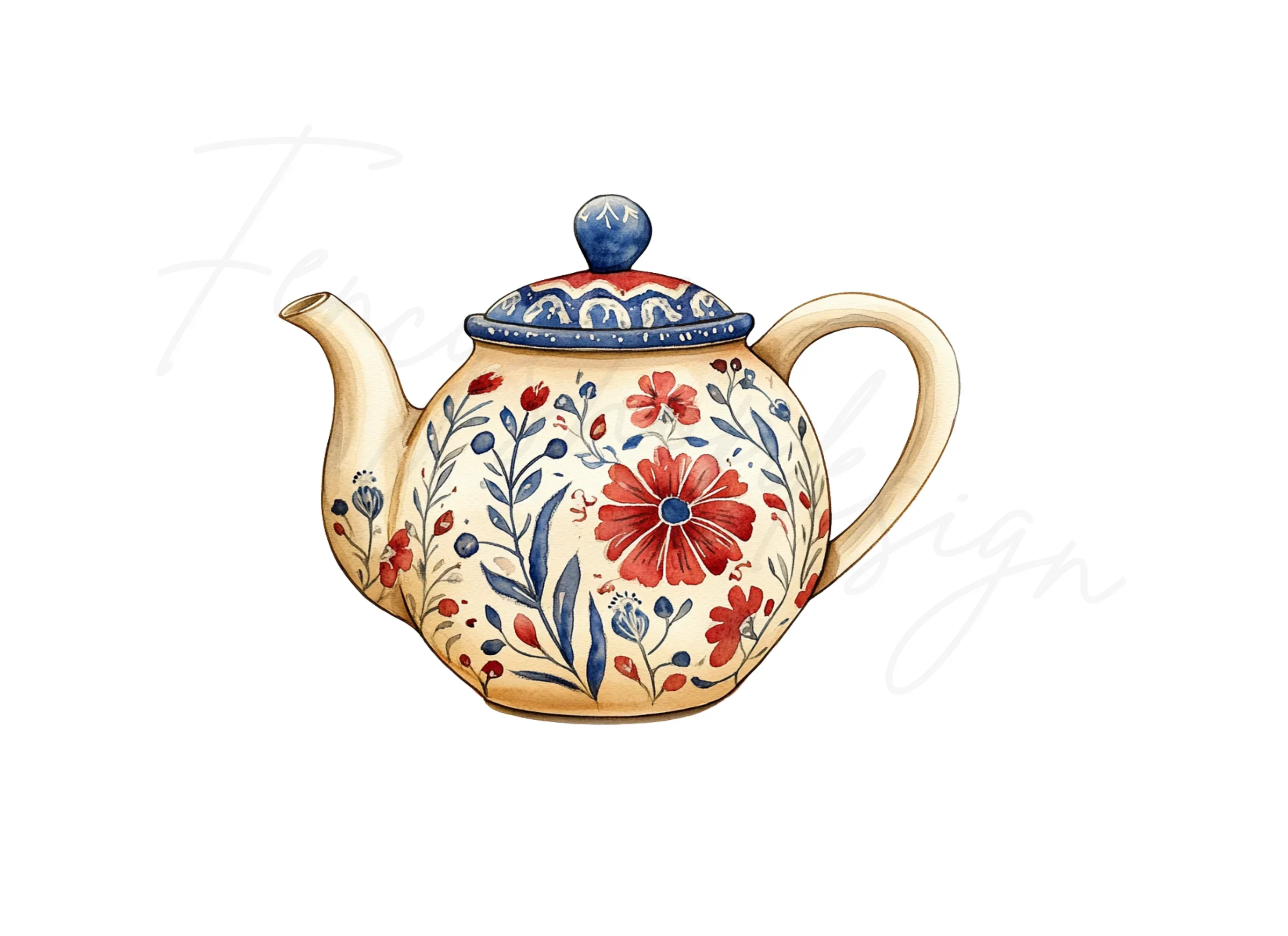 Vintage Floral Teapot Clipart Bundle - Image 2