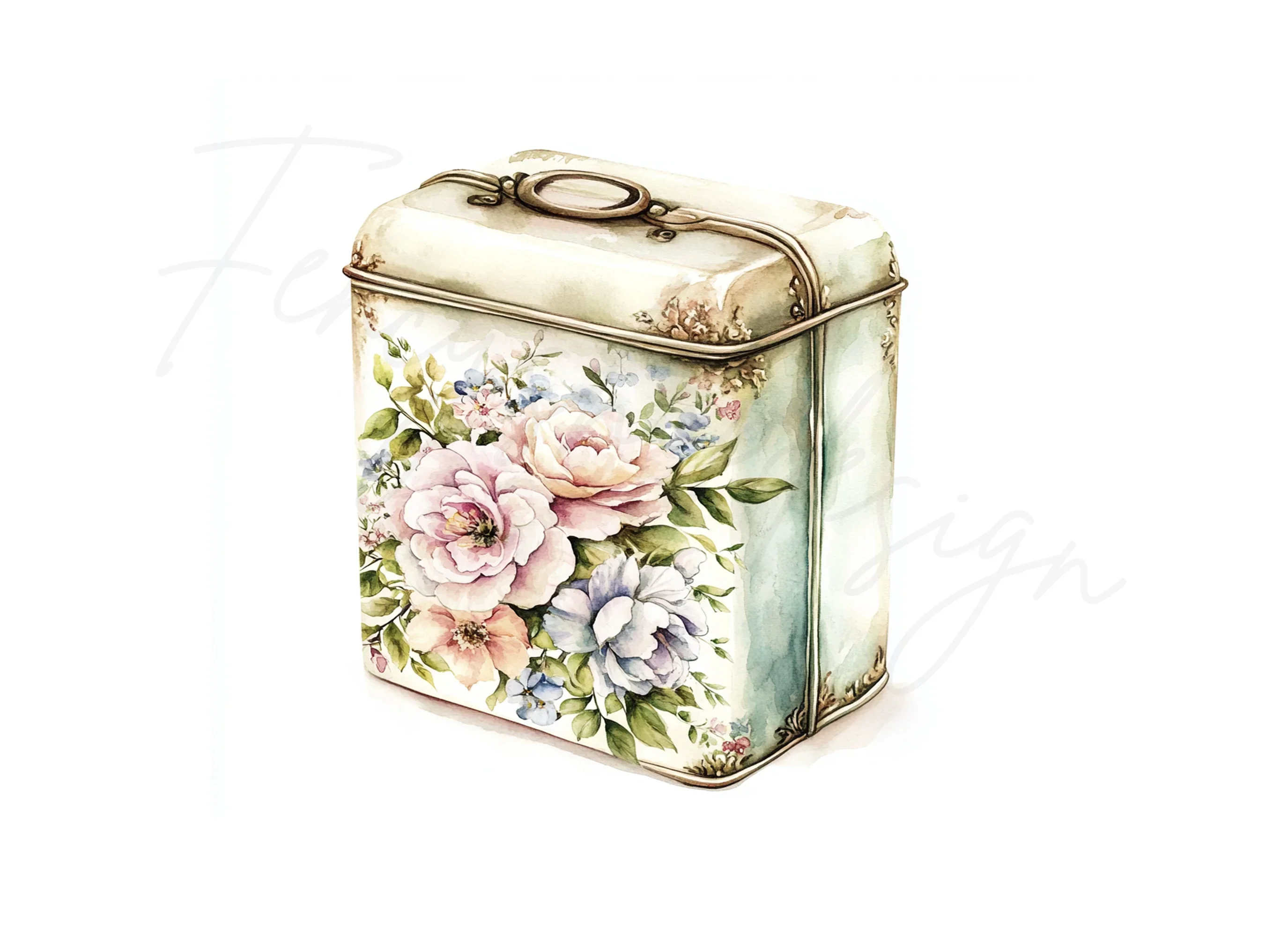 Vintage Floral Tin Box Clipart Bundle - Image 2