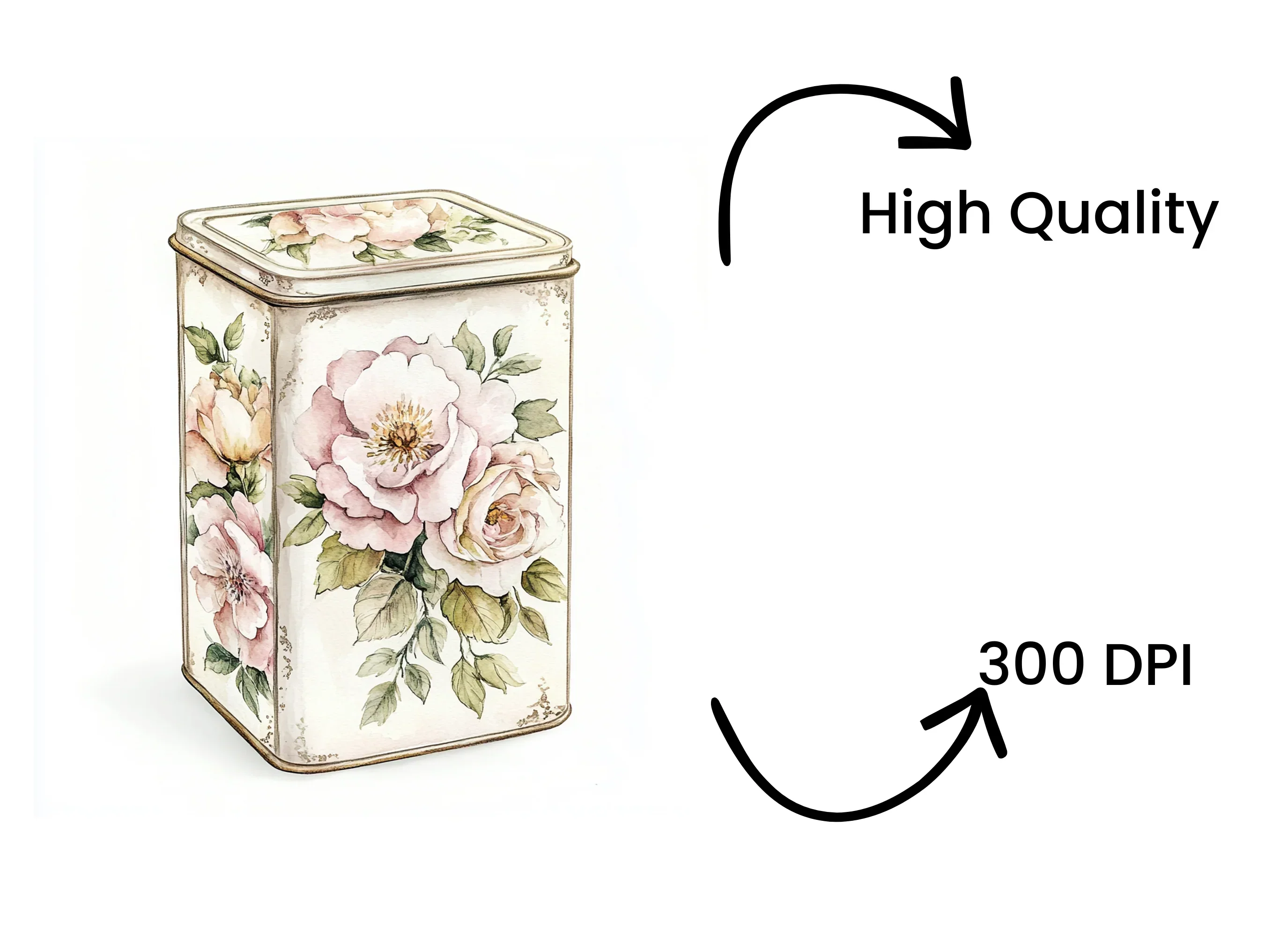 Vintage Floral Tin Box Clipart Bundle - Image 4