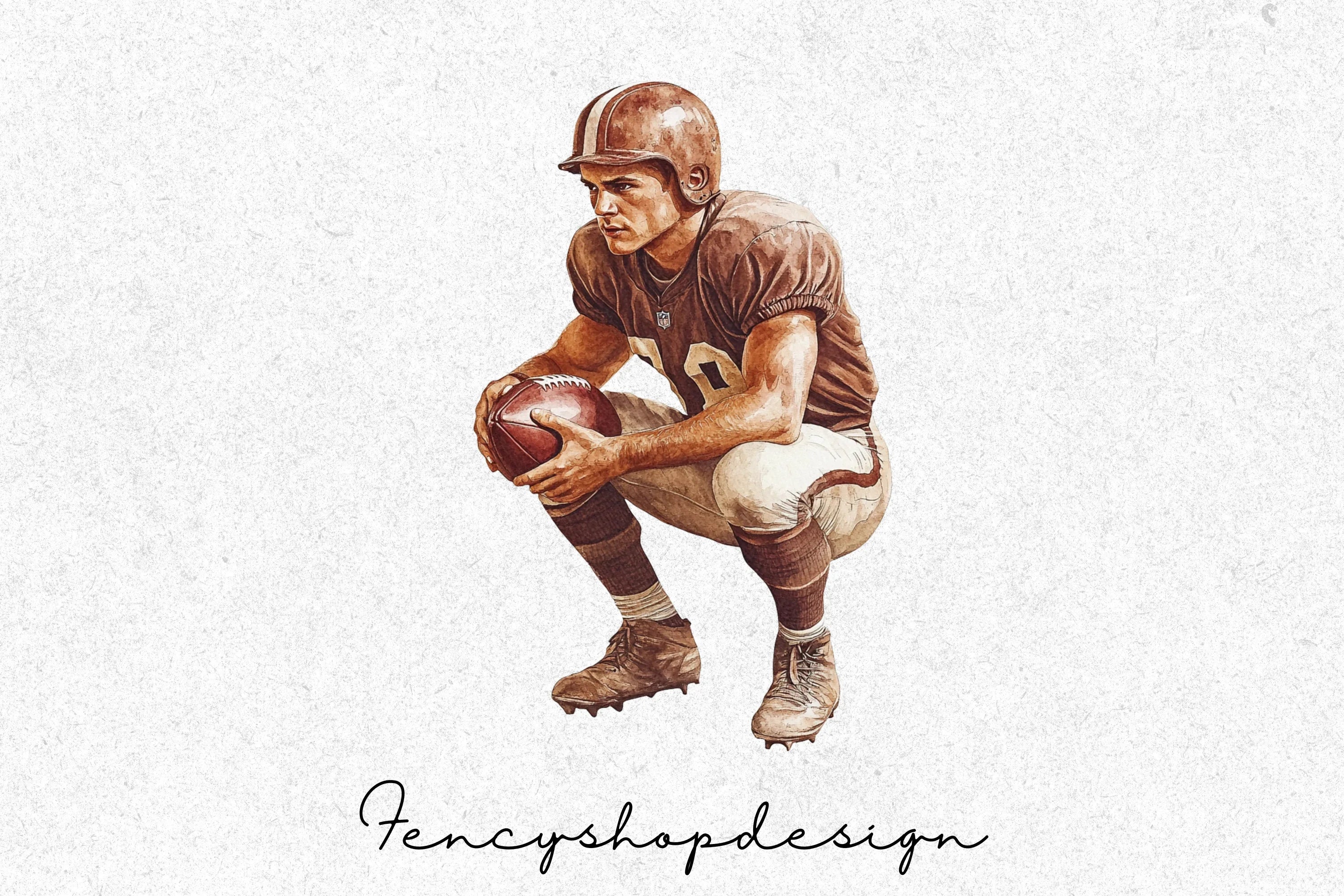 Vintage Football Player Clipart Bundle - Image 3