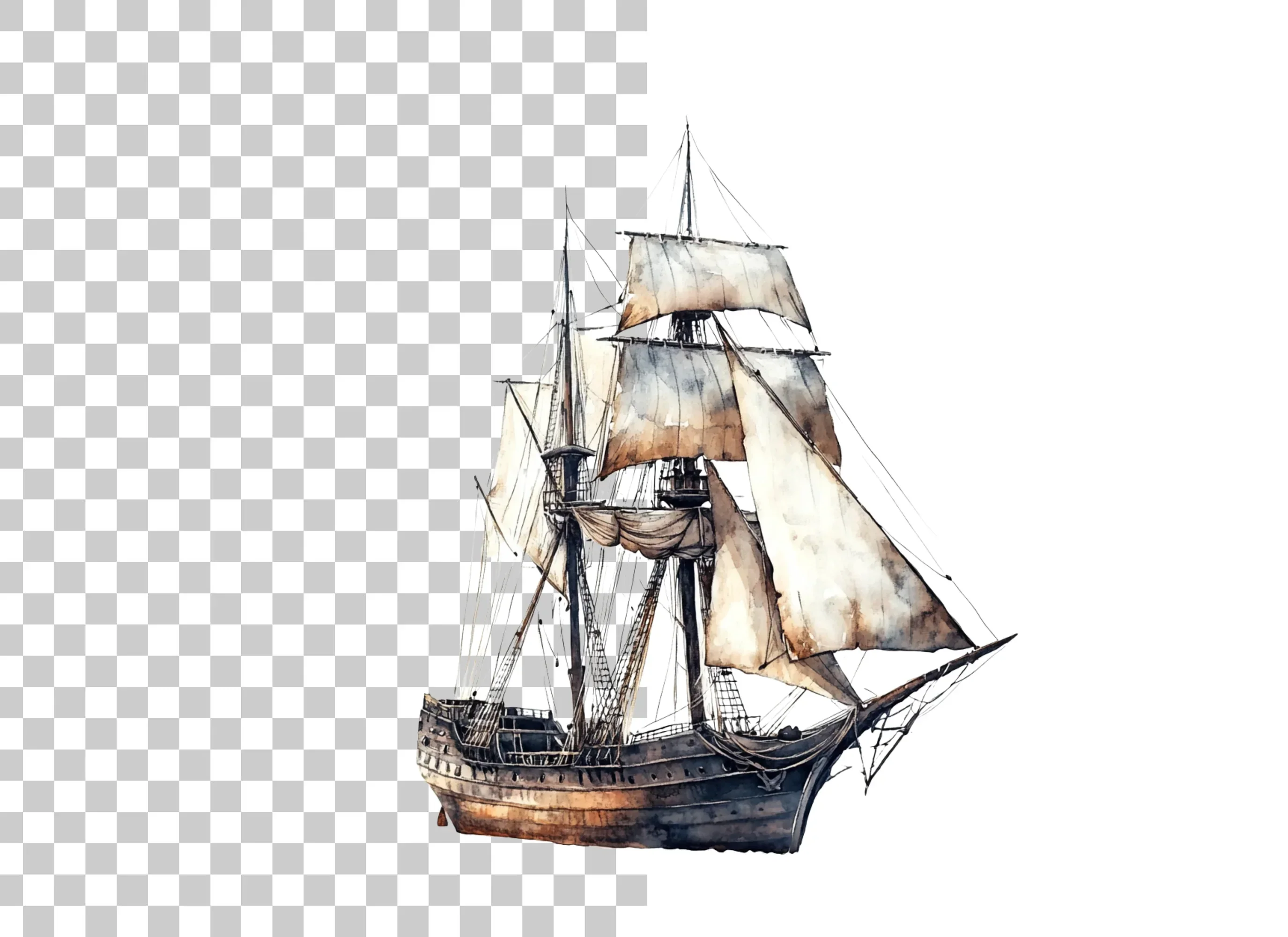 Vintage Galleon Ship Clipart Bundle - Image 3