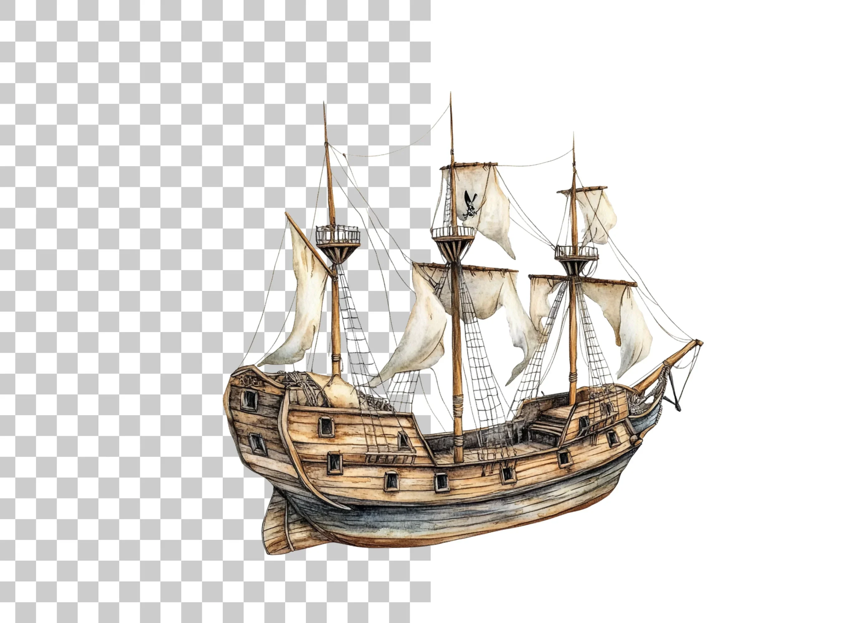 Vintage Galleon Ship Clipart Bundle - Image 2