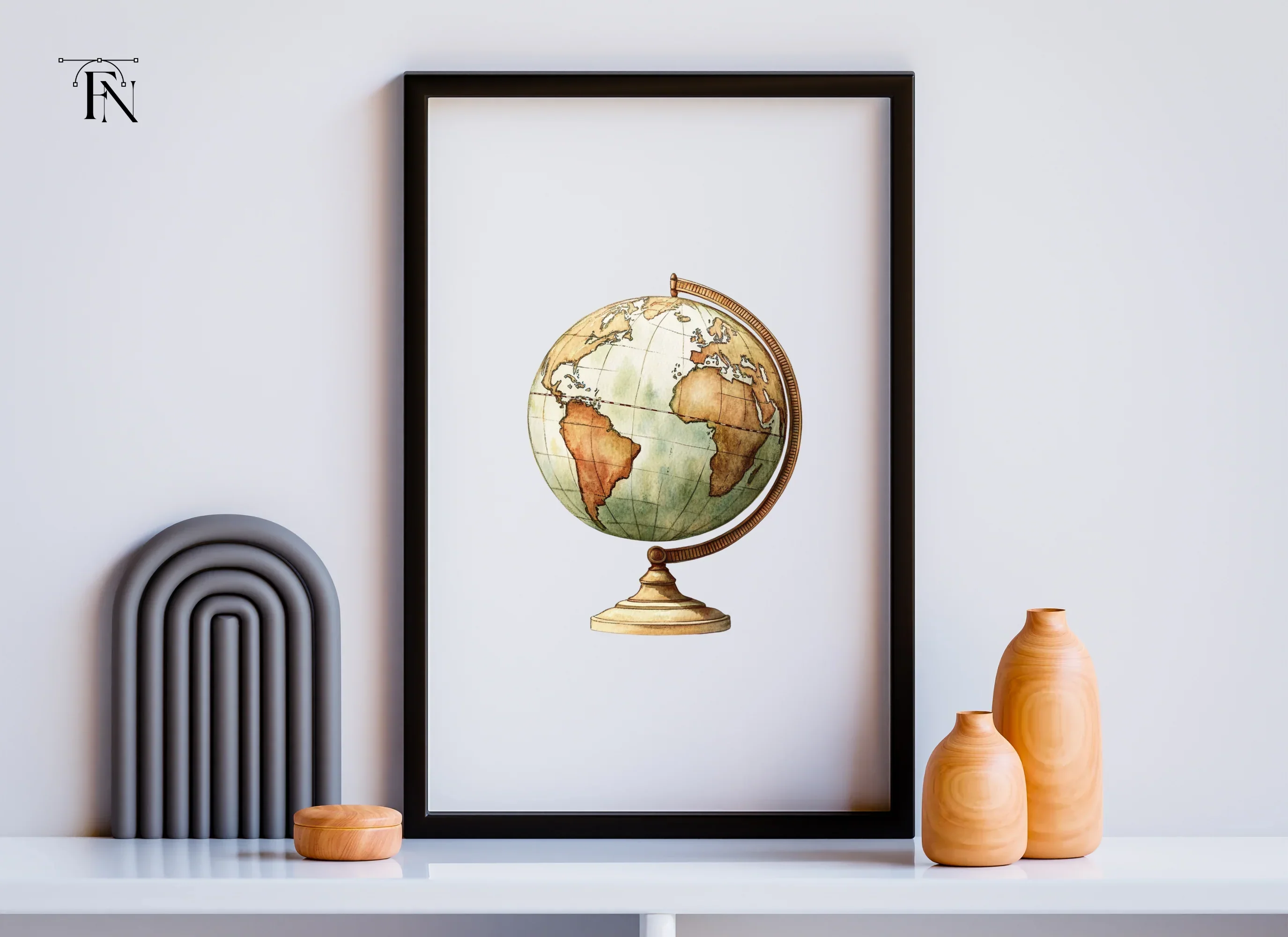 Vintage Globe Clipart Bundle - Image 3