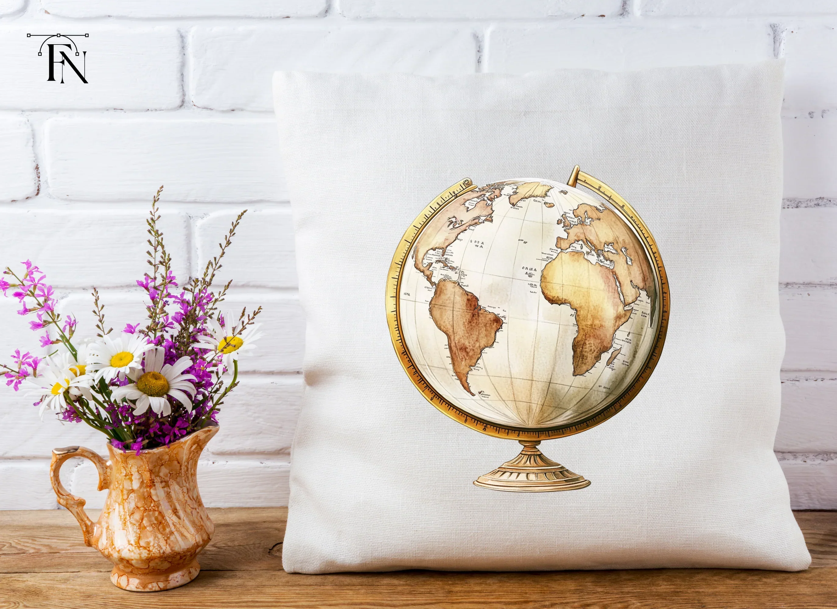 Vintage Globe Clipart Bundle - Image 4