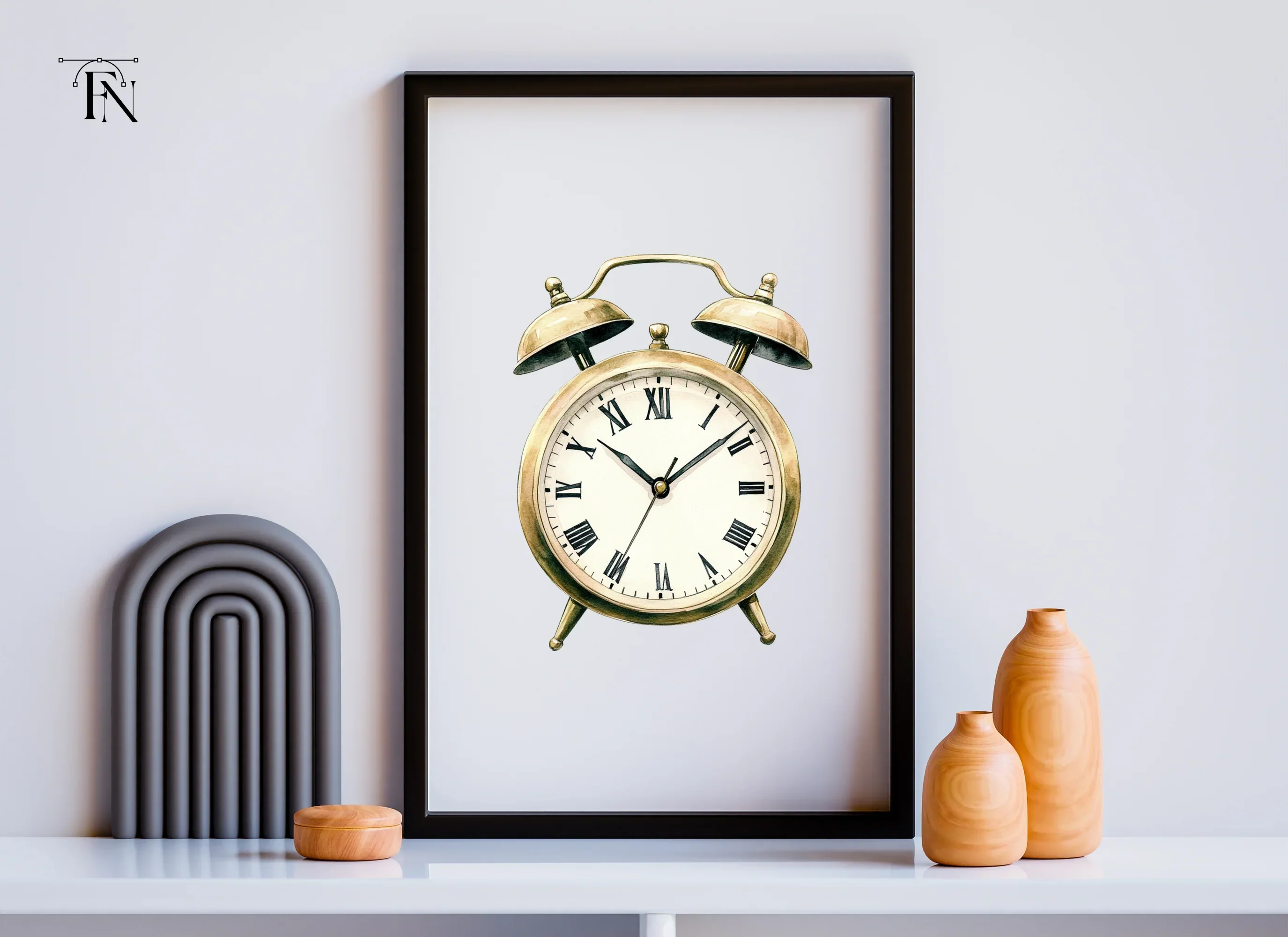 Vintage Gold Alarm Clock Clipart Bundle - Image 5