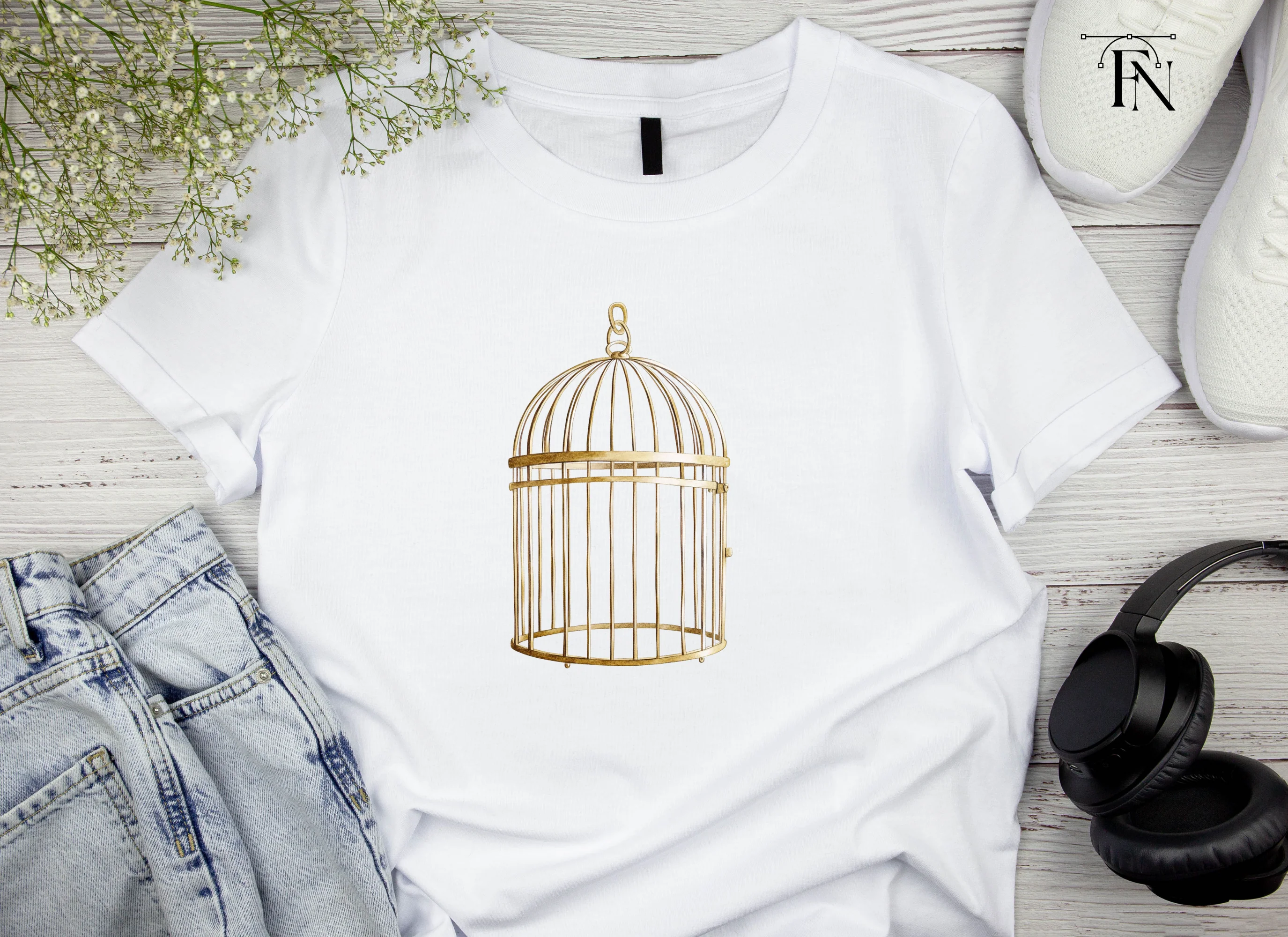 Vintage Gold Bird Cage Clipart Bundle - Image 4