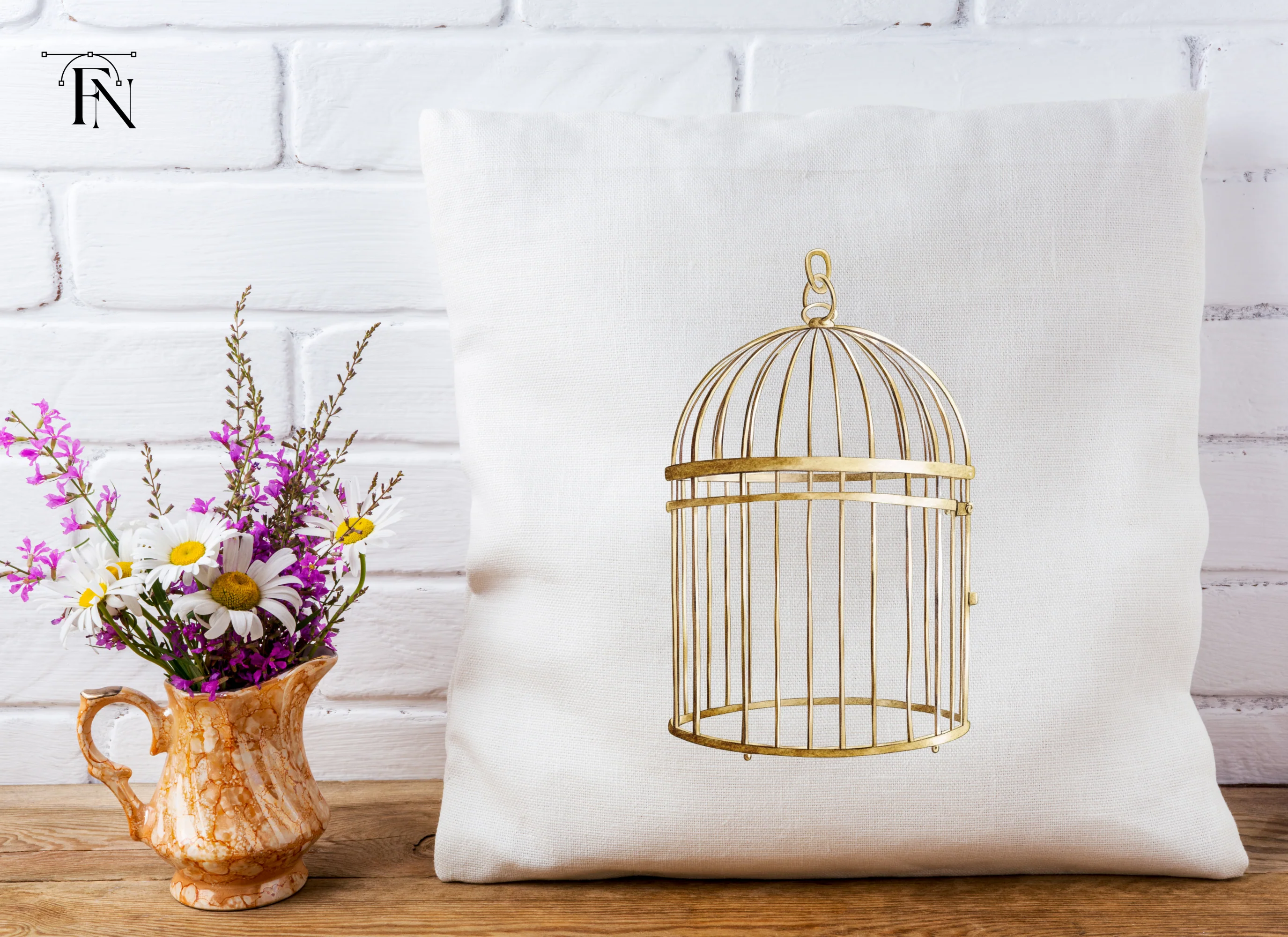 Vintage Gold Bird Cage Clipart Bundle - Image 5