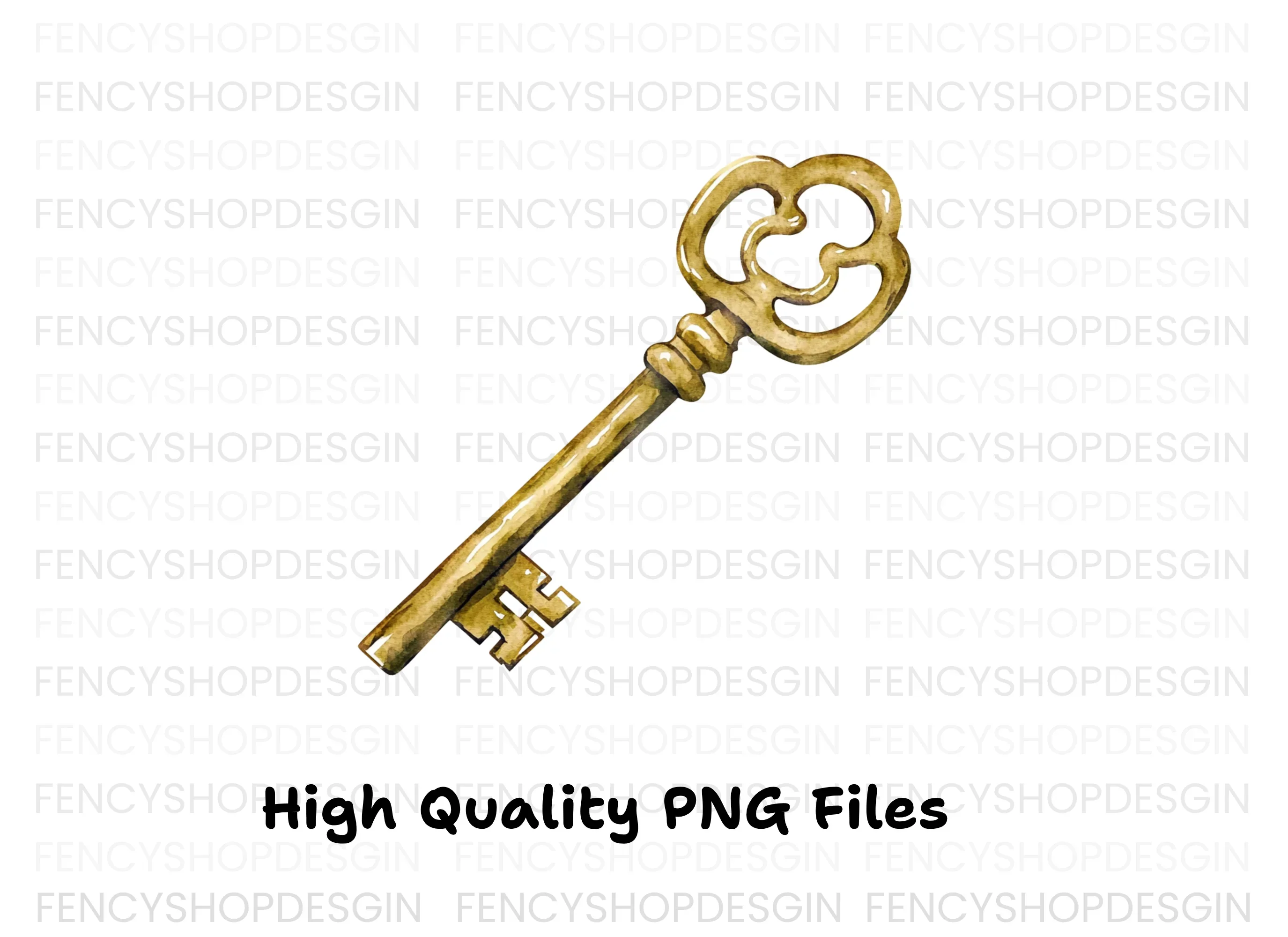 Vintage Golden Skeleton Key Clipart Bundle - Image 2