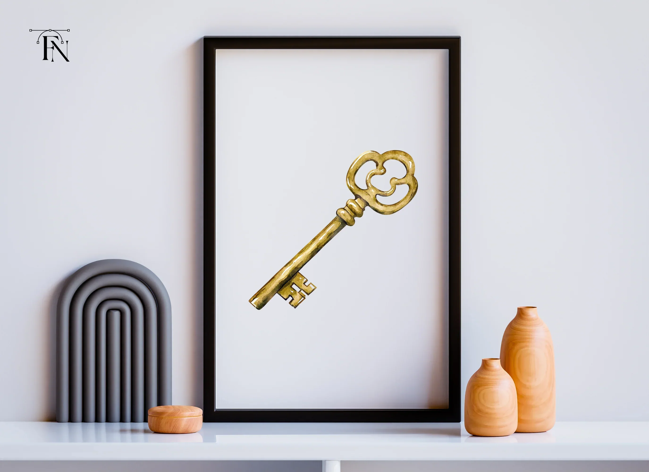 Vintage Golden Skeleton Key Clipart Bundle - Image 3