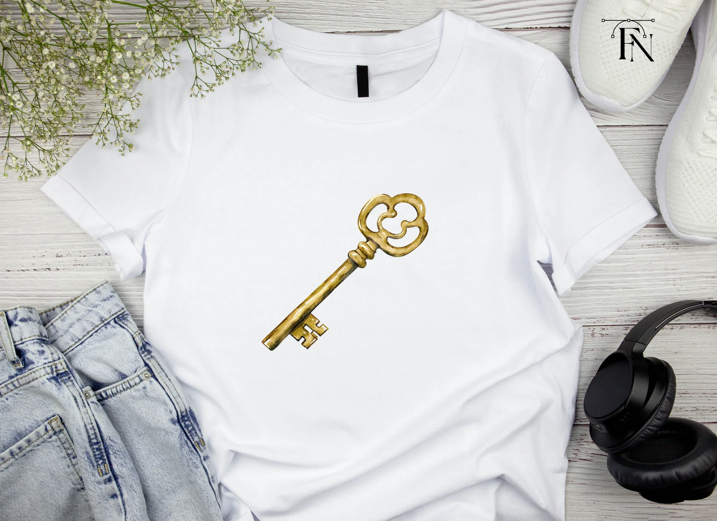 Vintage Golden Skeleton Key Clipart Bundle - Image 5