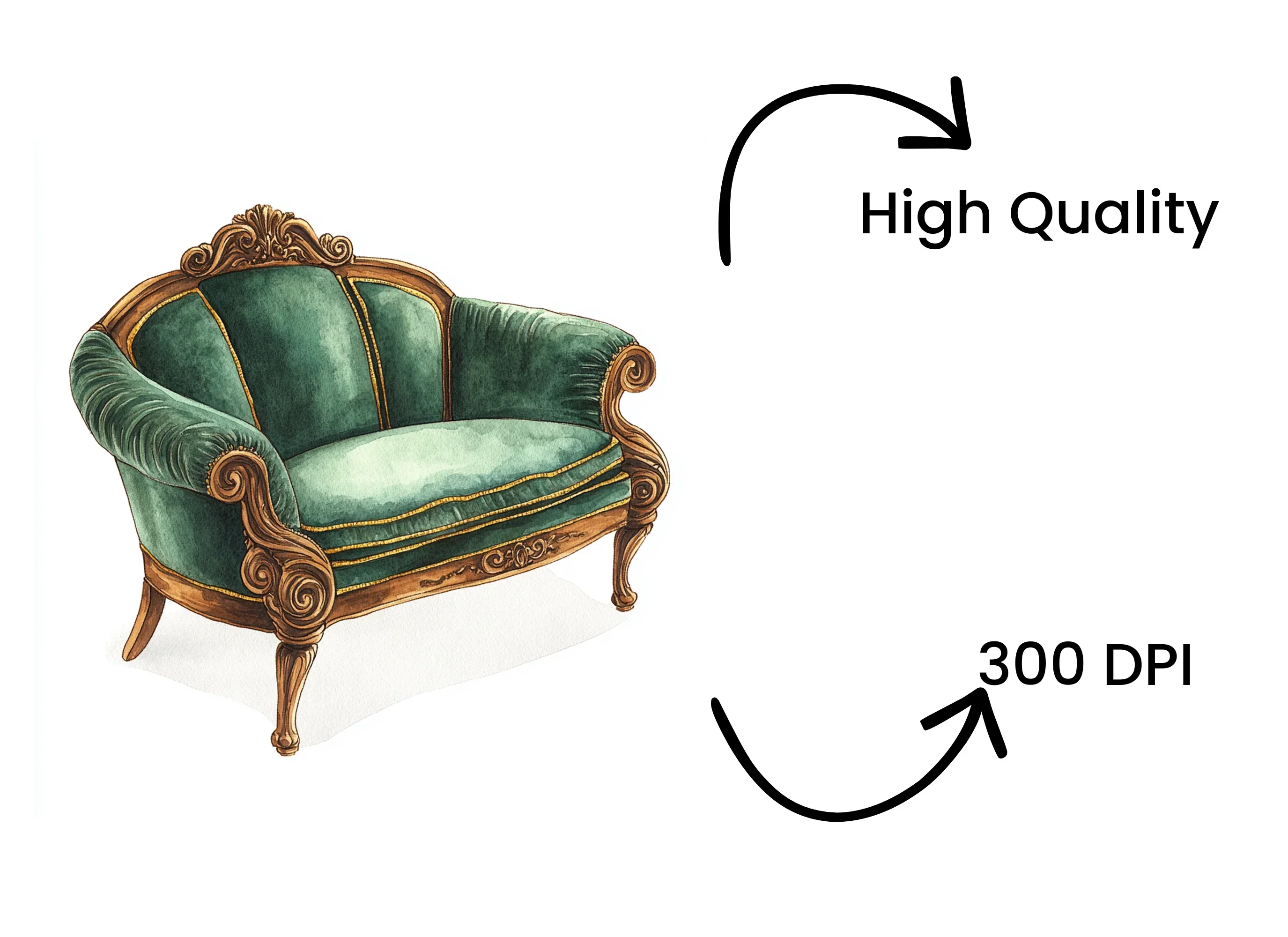 Vintage Green Armchair Clipart Bundle - Image 4