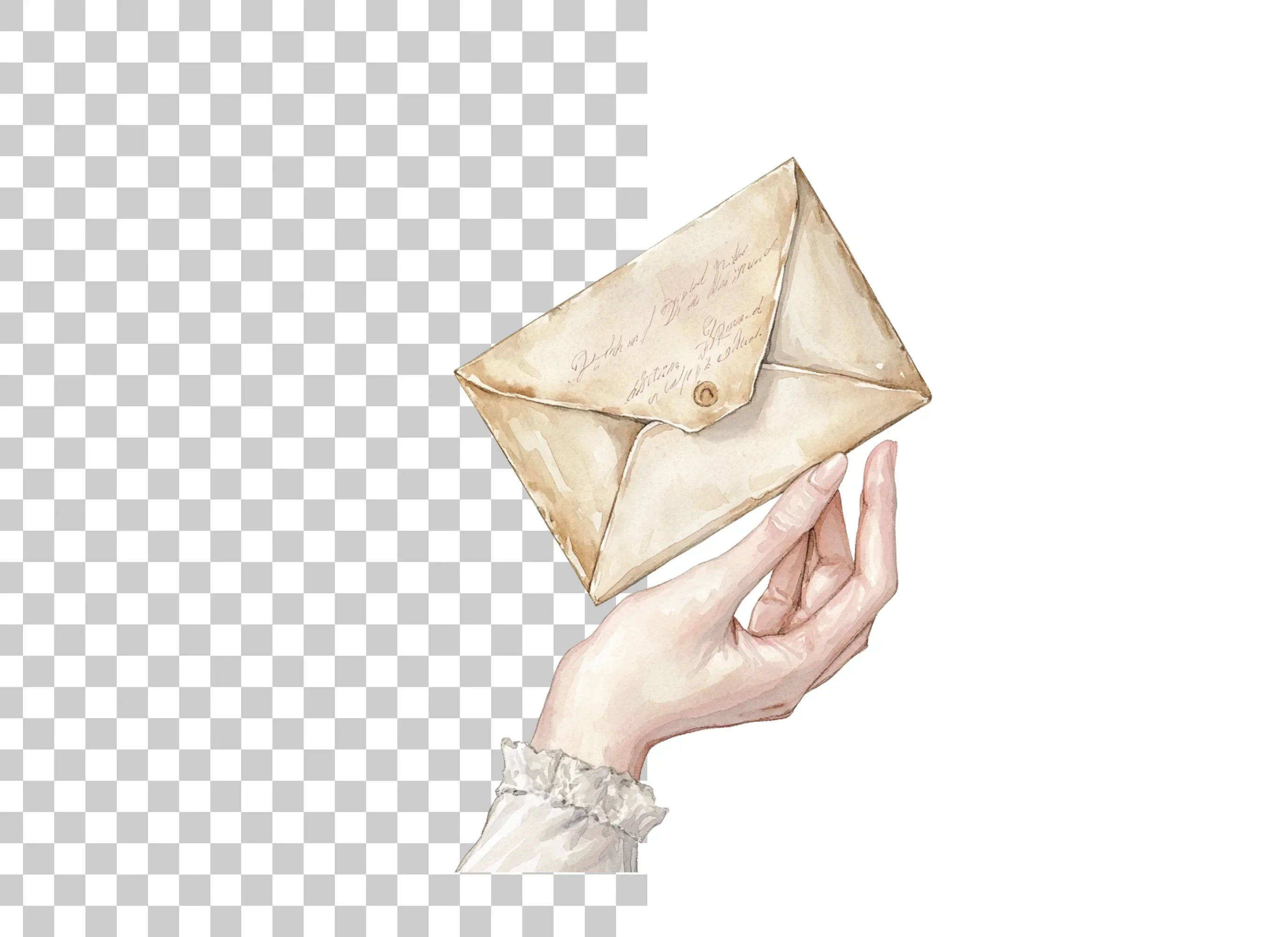 Vintage Hands Holding Envelopes Clipart Bundle - Image 2