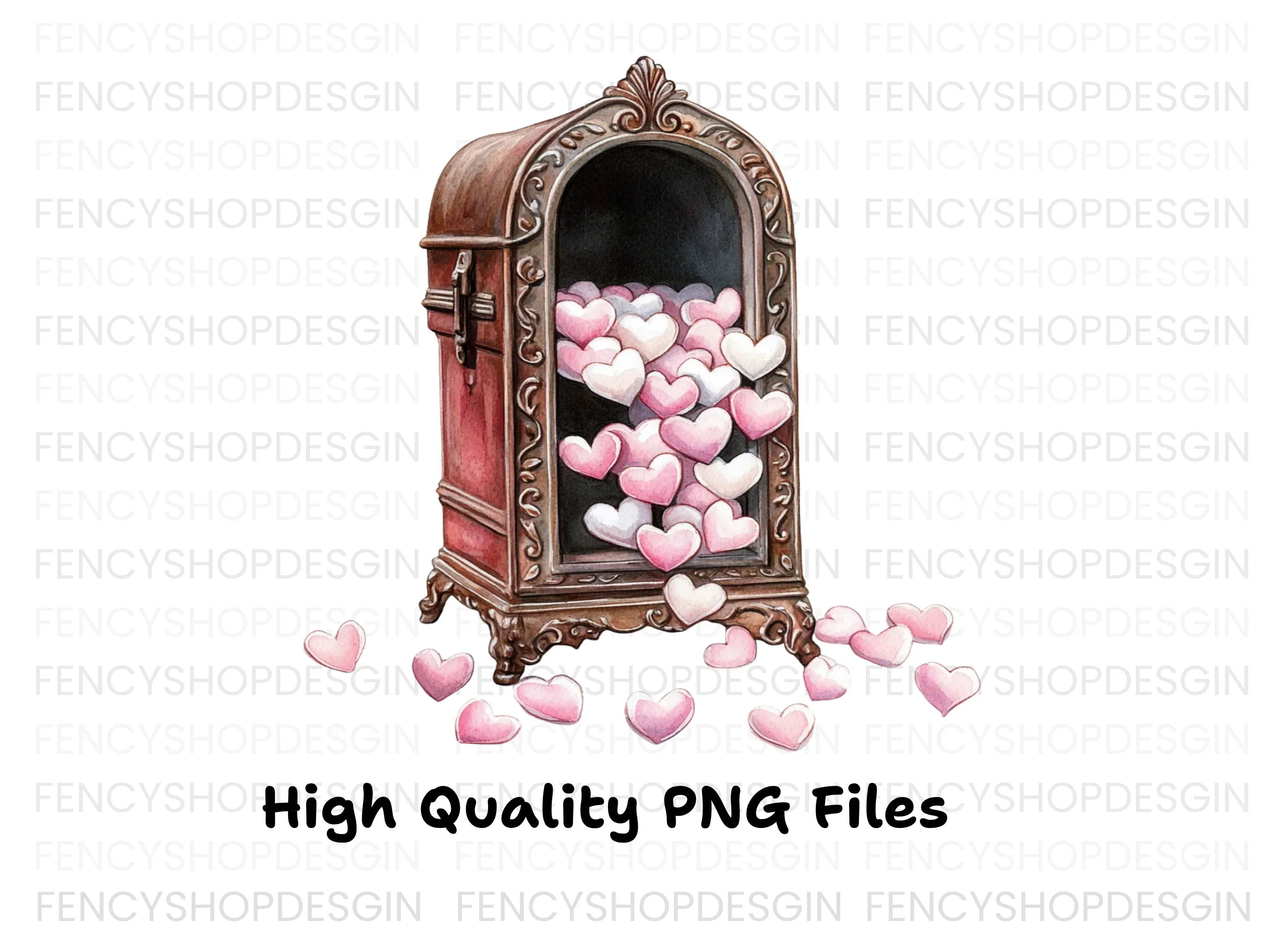 Vintage Heart Box Clipart Bundle - Image 3