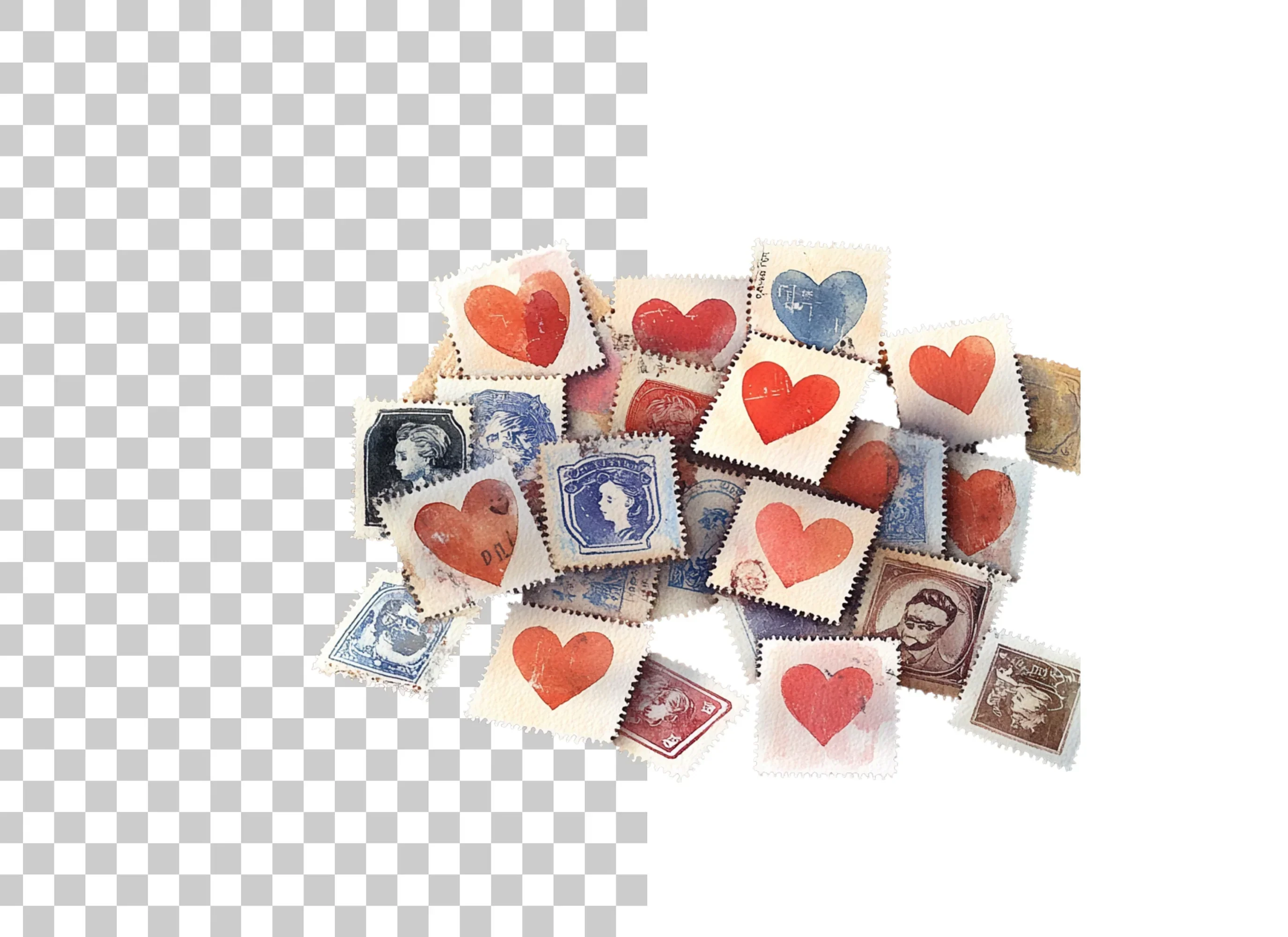 Vintage Heart Stamp Clipart Bundle - Image 2