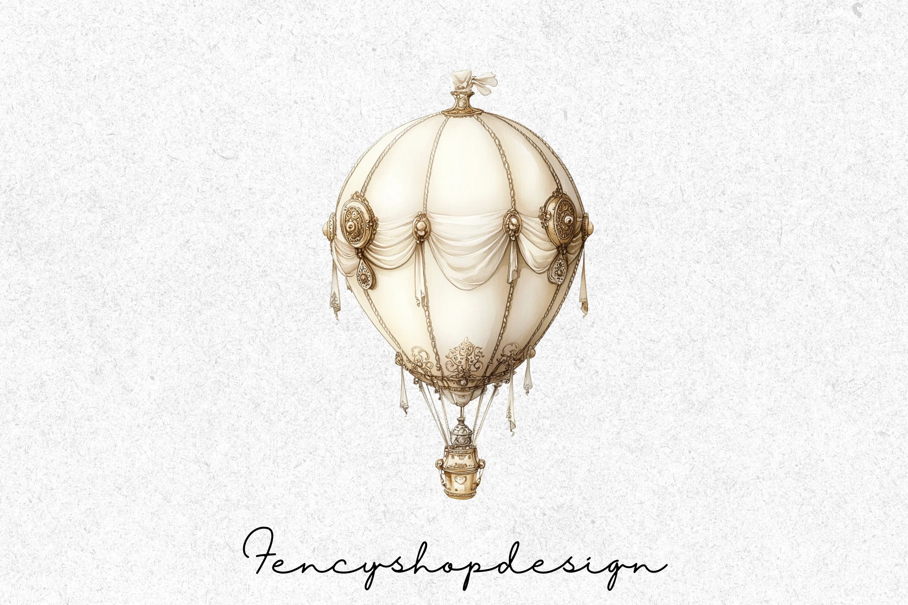 Vintage Hot Air Balloon Clipart Bundle - Image 3