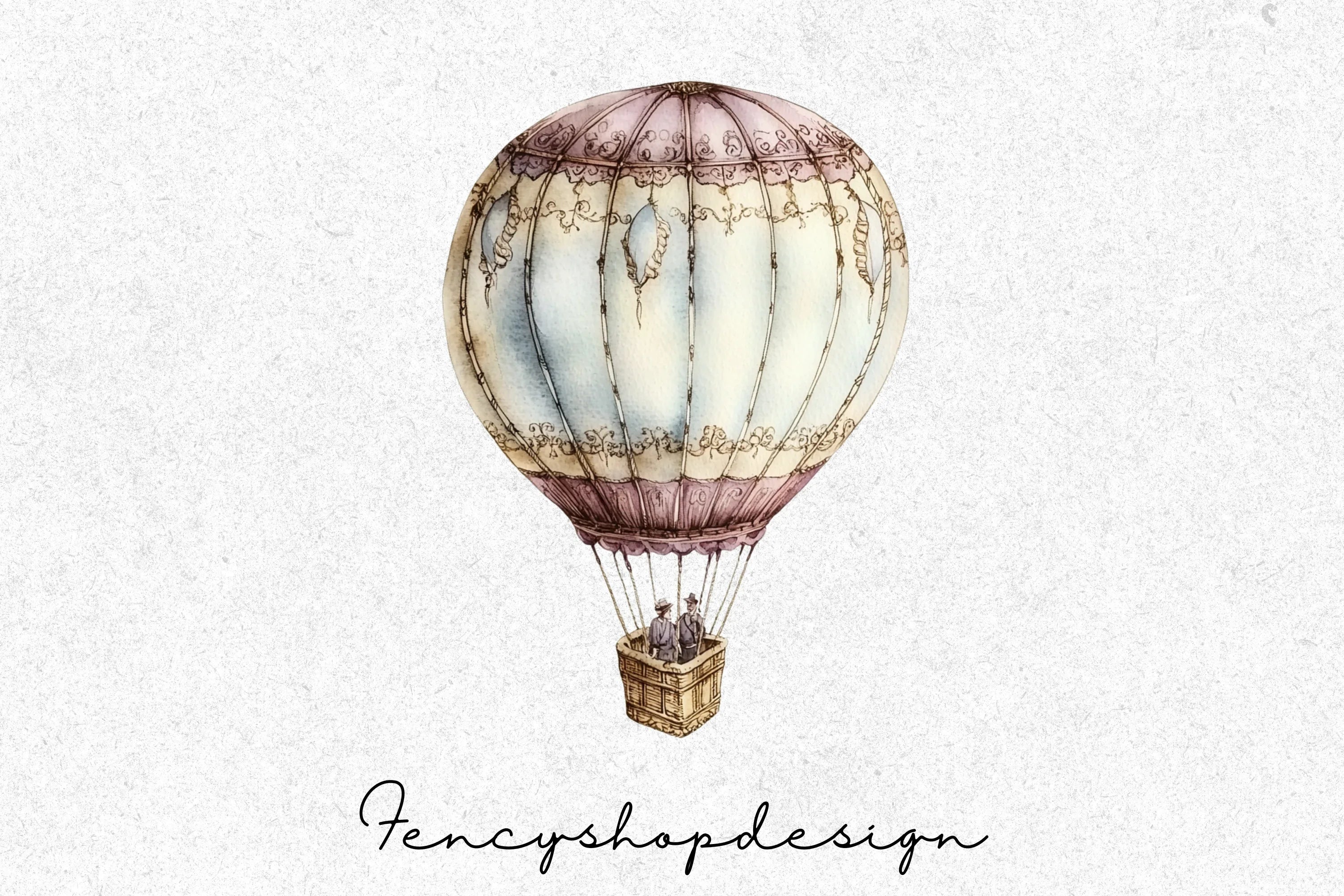 Vintage Hot Air Balloon Clipart Bundle - Image 4
