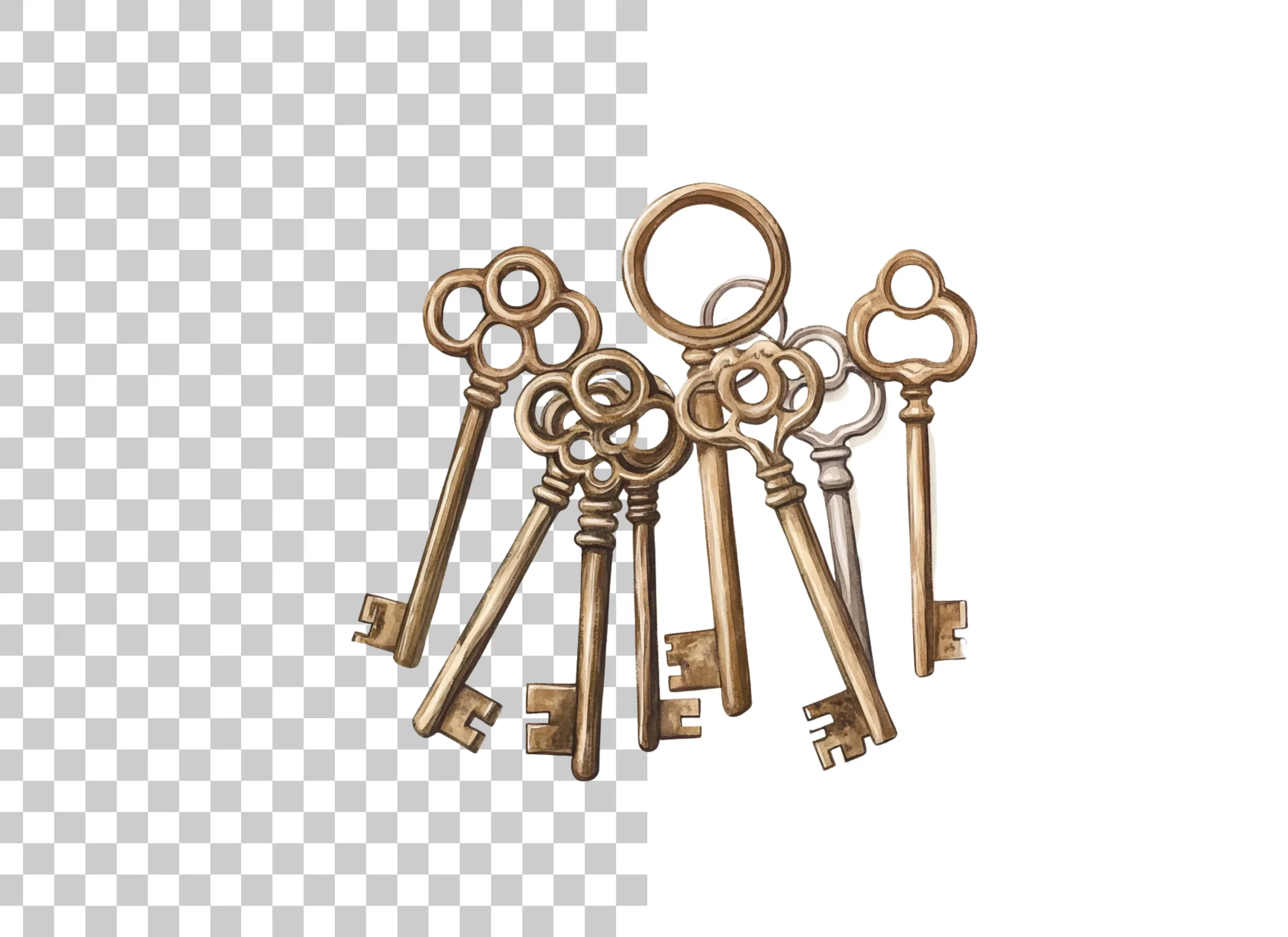 Vintage Key Clipart Bundle - Image 6
