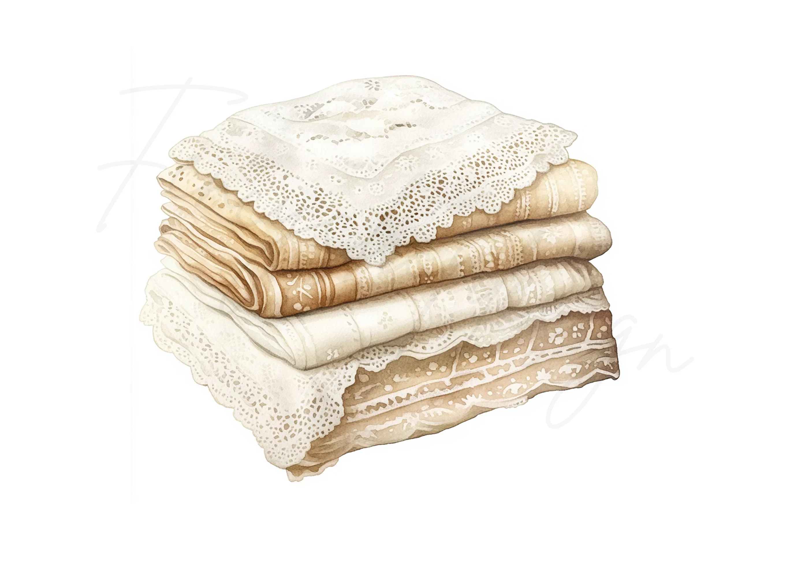 Vintage Lace Linens Clipart Bundle - Image 3