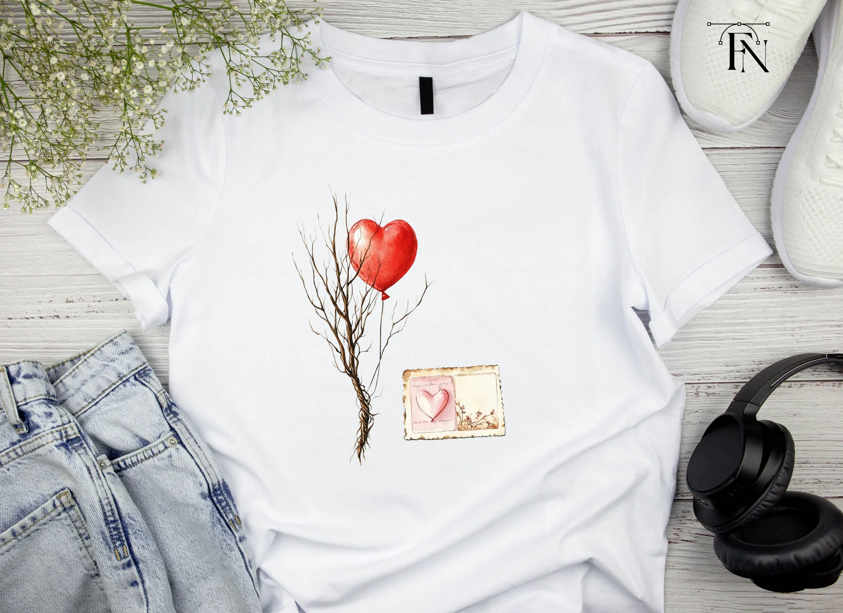 Vintage Love Hearts Branches Clipart Bundle - Image 3