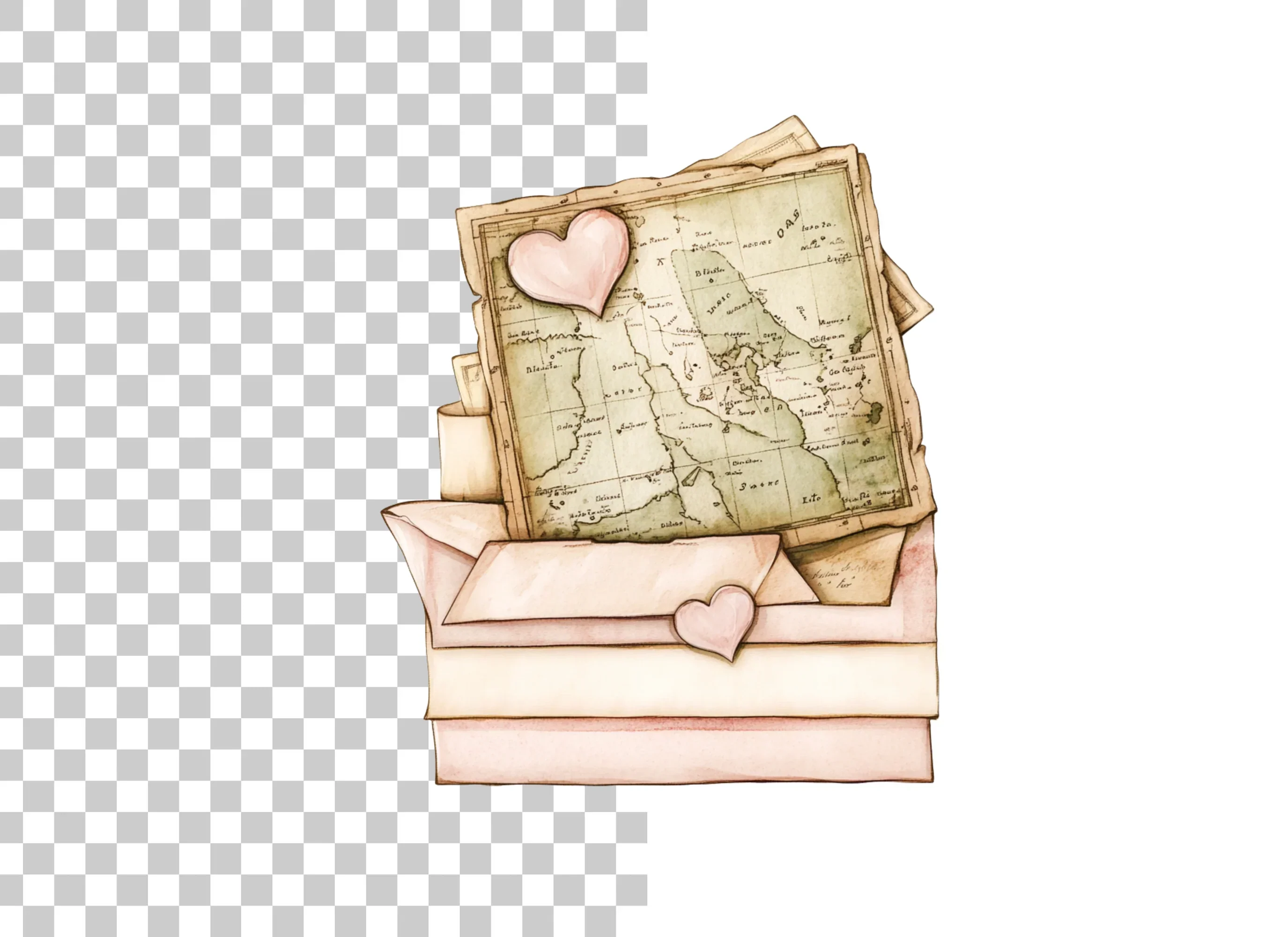 Vintage Love Letters Map Clipart Bundle - Image 2