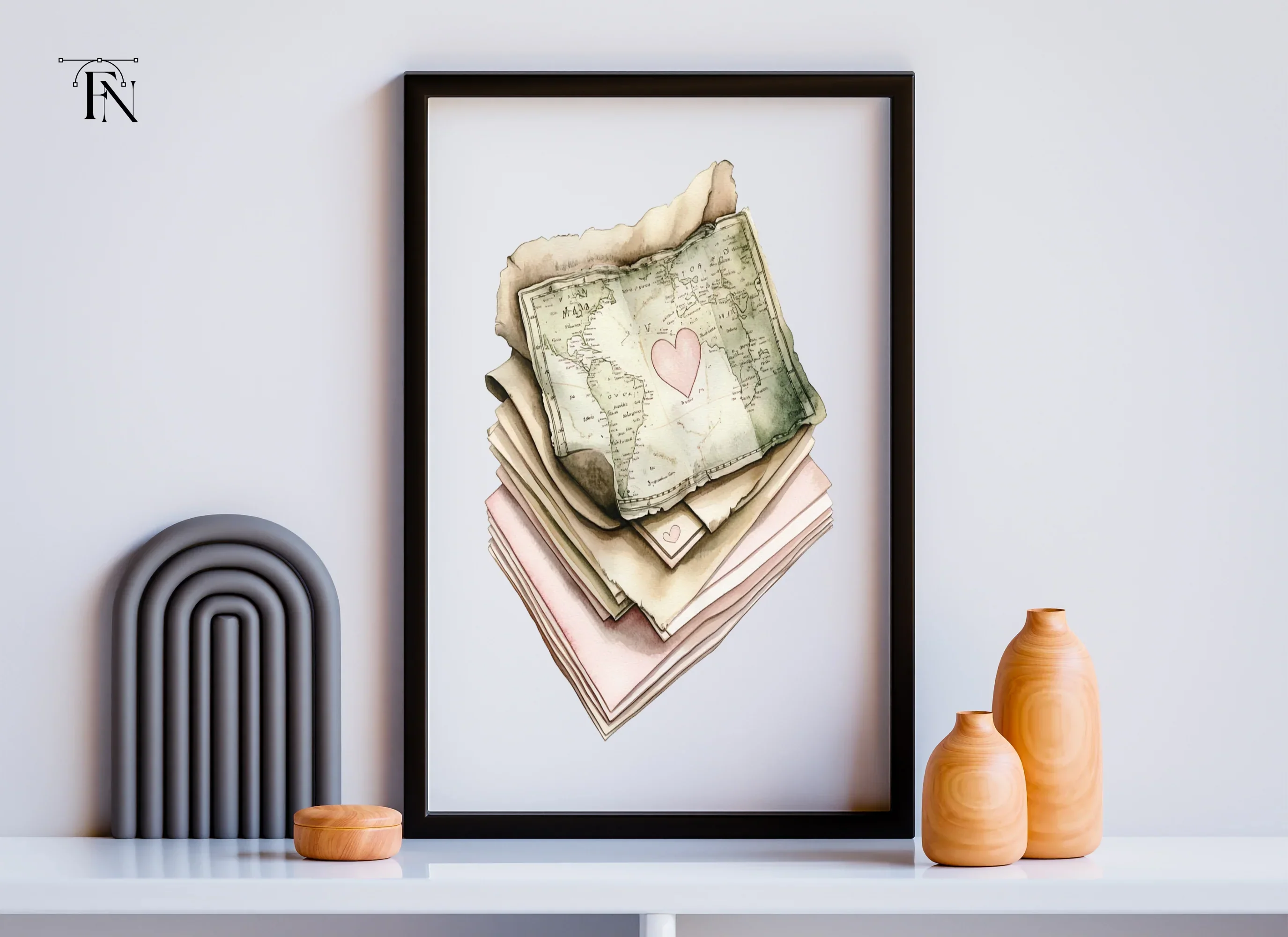 Vintage Love Letters Map Clipart Bundle - Image 6