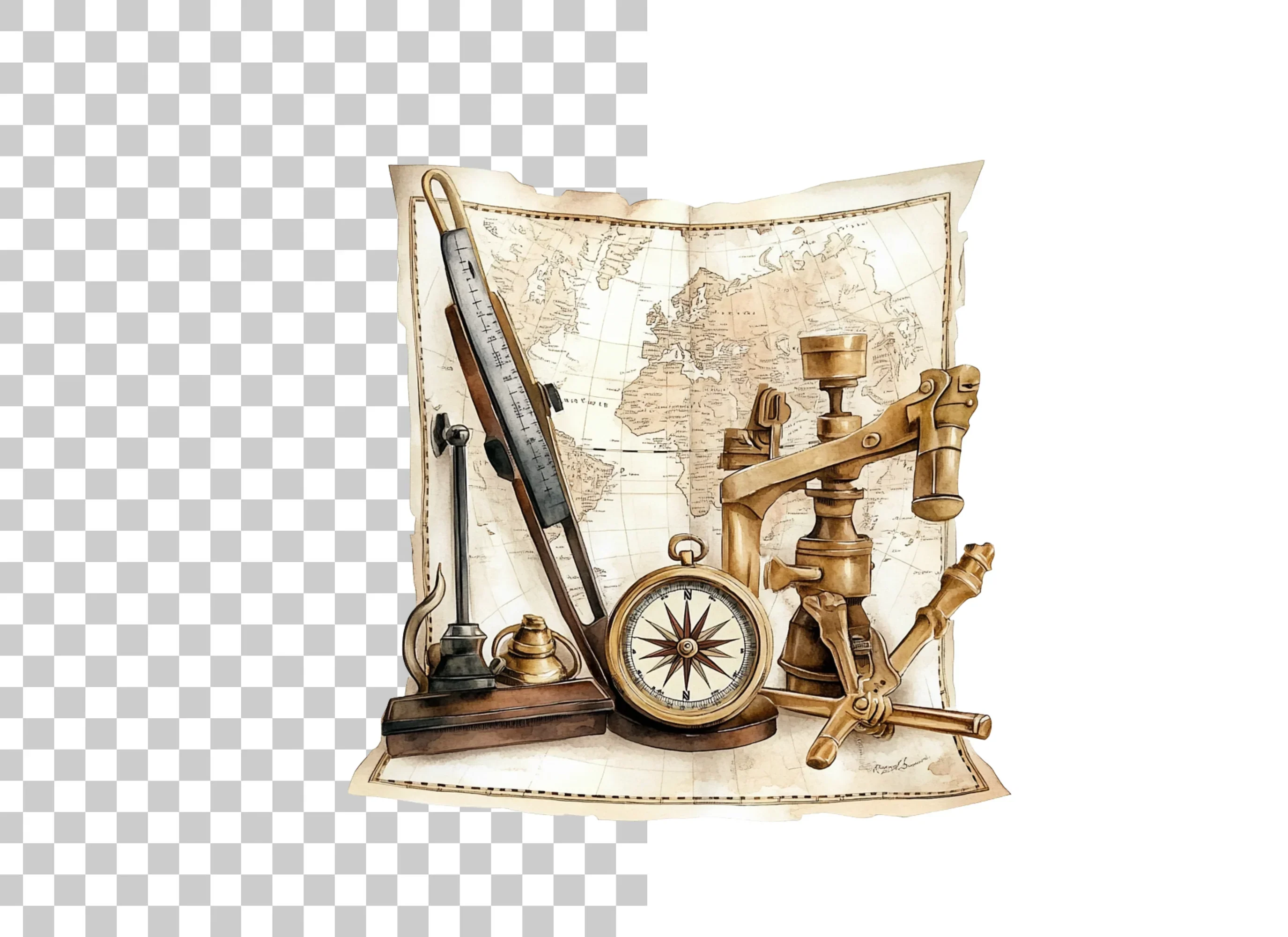 Vintage Navigation Tools Clipart Bundle - Image 2