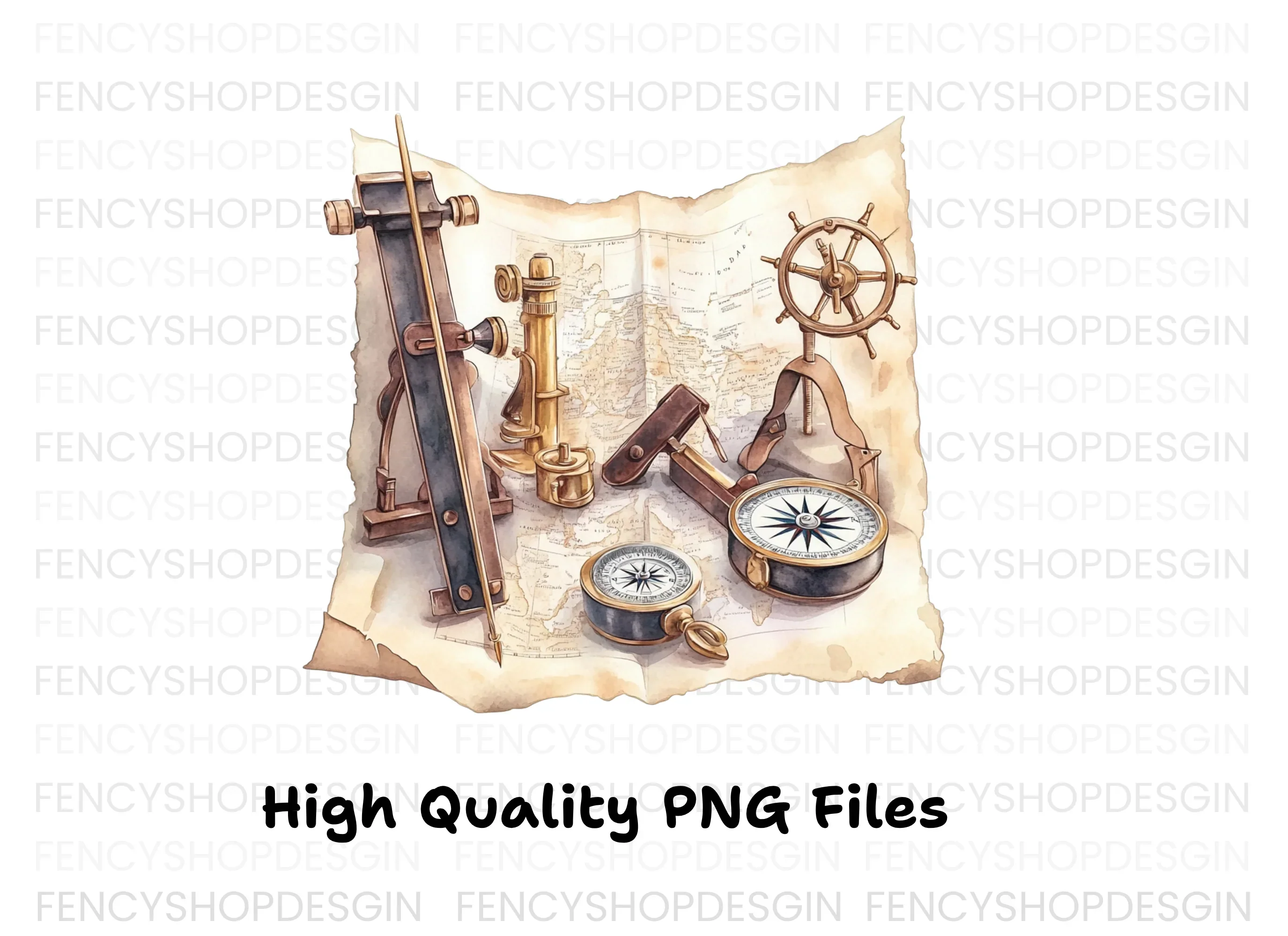 Vintage Navigation Tools Clipart Bundle - Image 3