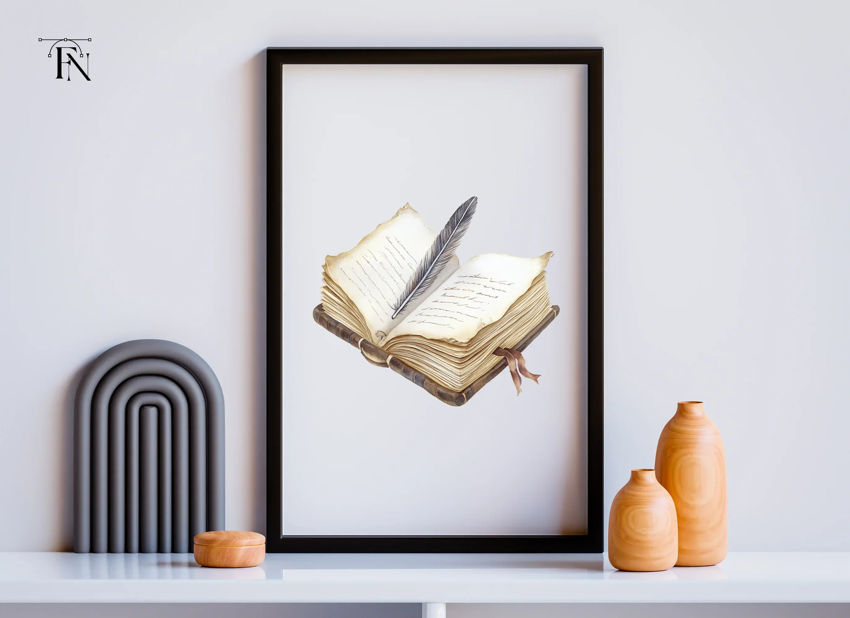 Vintage Open Book and Quill Clipart Bundle - Image 6