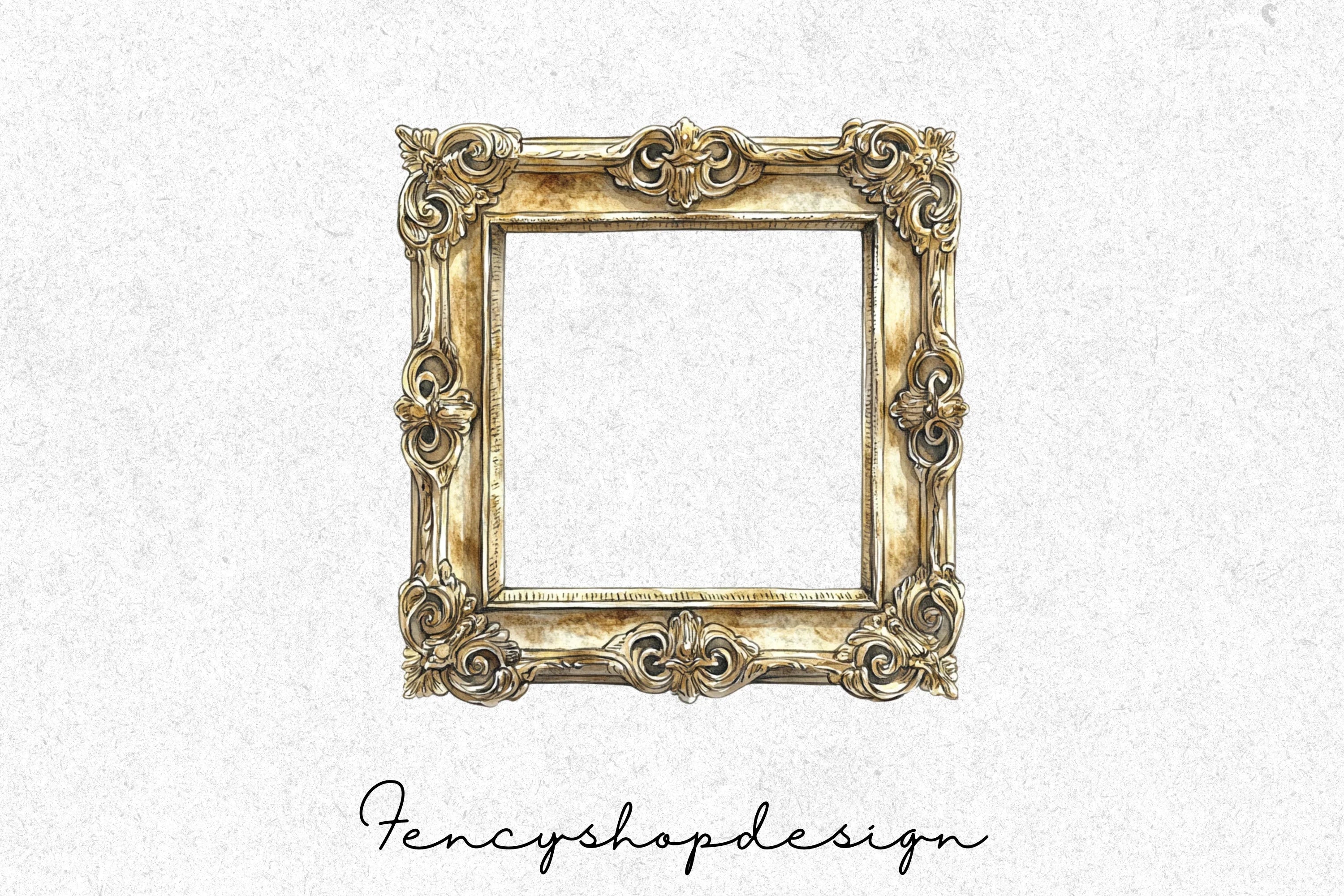 Vintage Ornate Gold Frames Clipart Bundle - Image 7