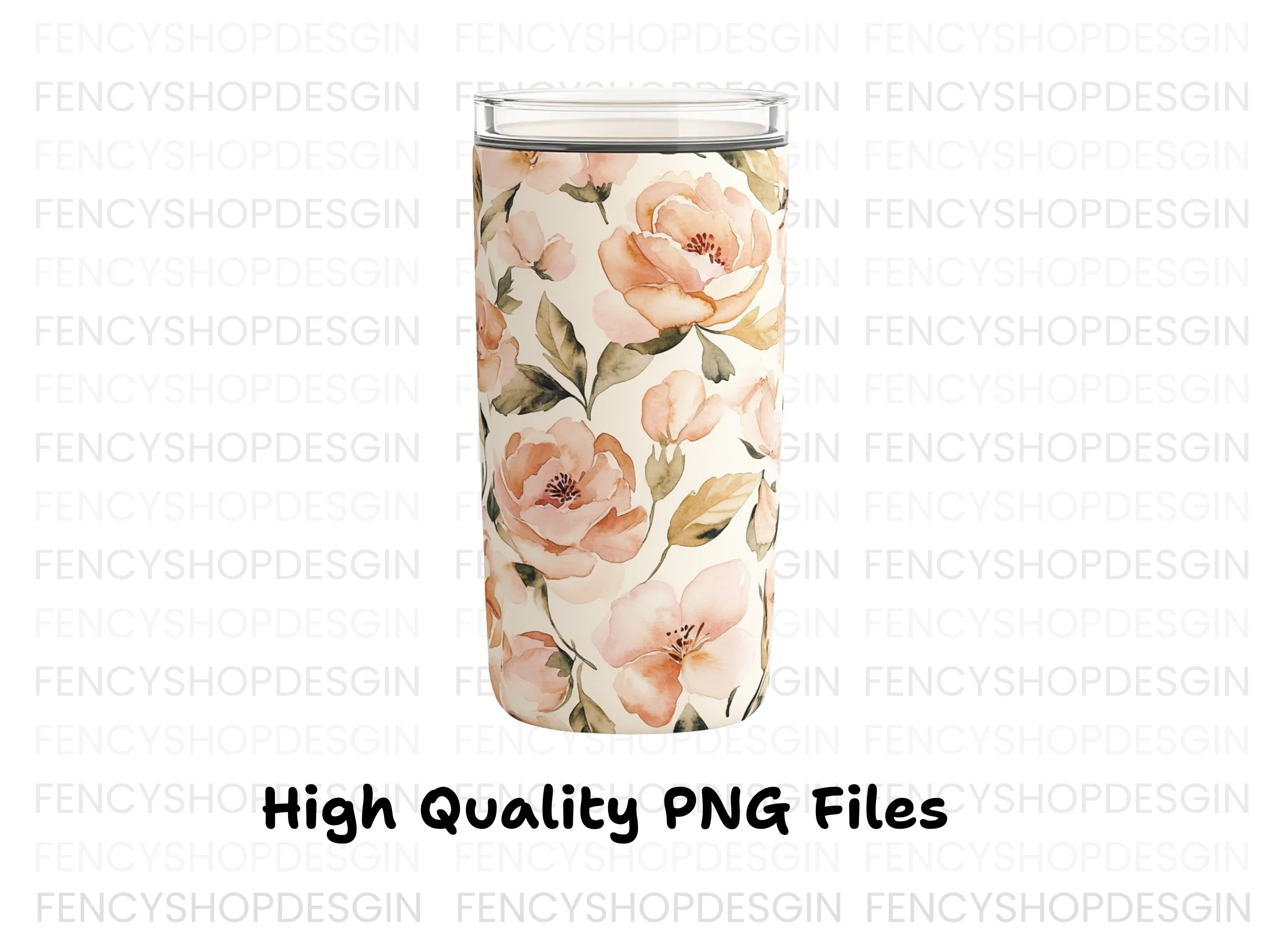 Vintage Peach Floral Tumbler Clipart Bundle - Image 3