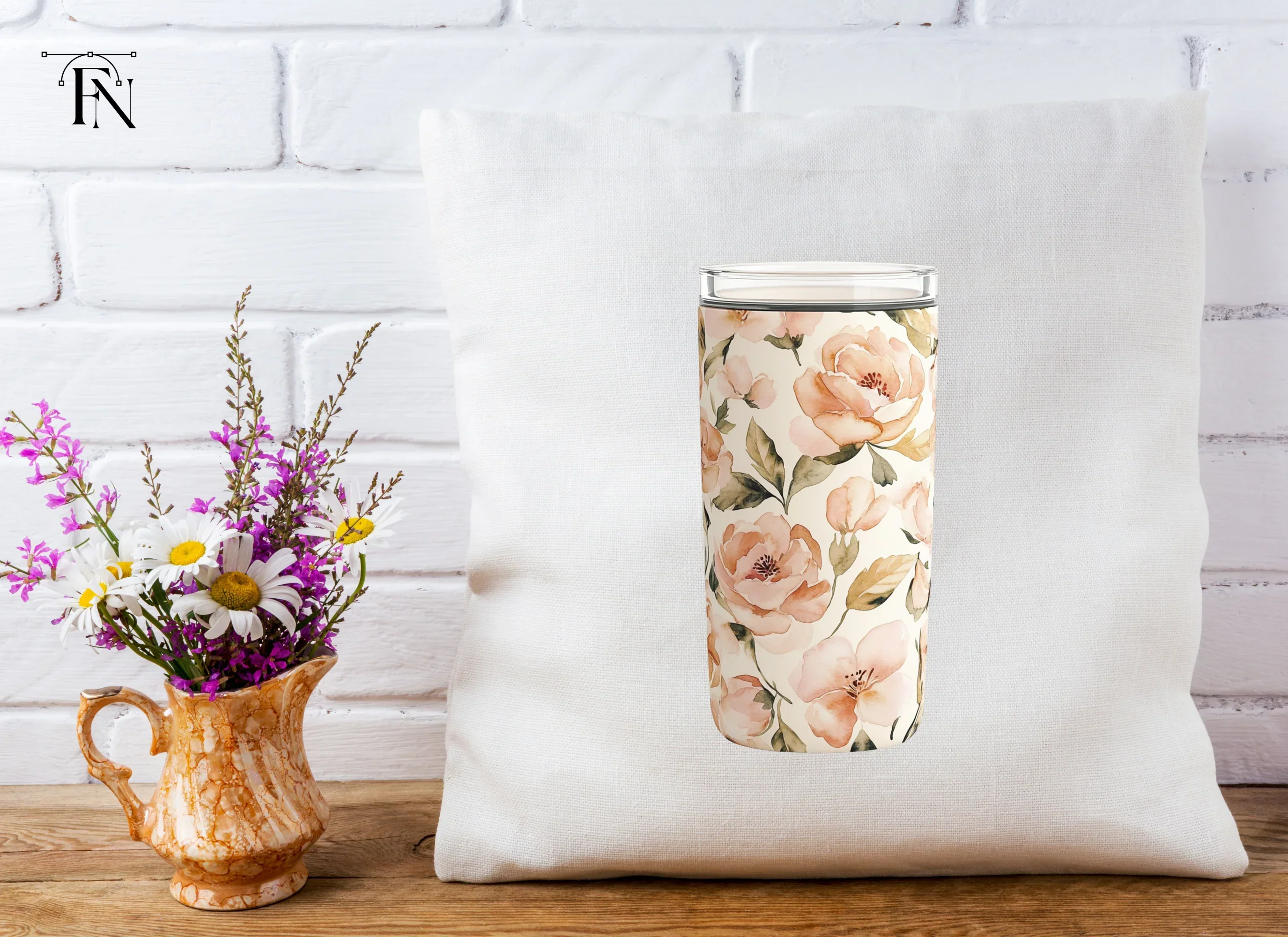 Vintage Peach Floral Tumbler Clipart Bundle - Image 5