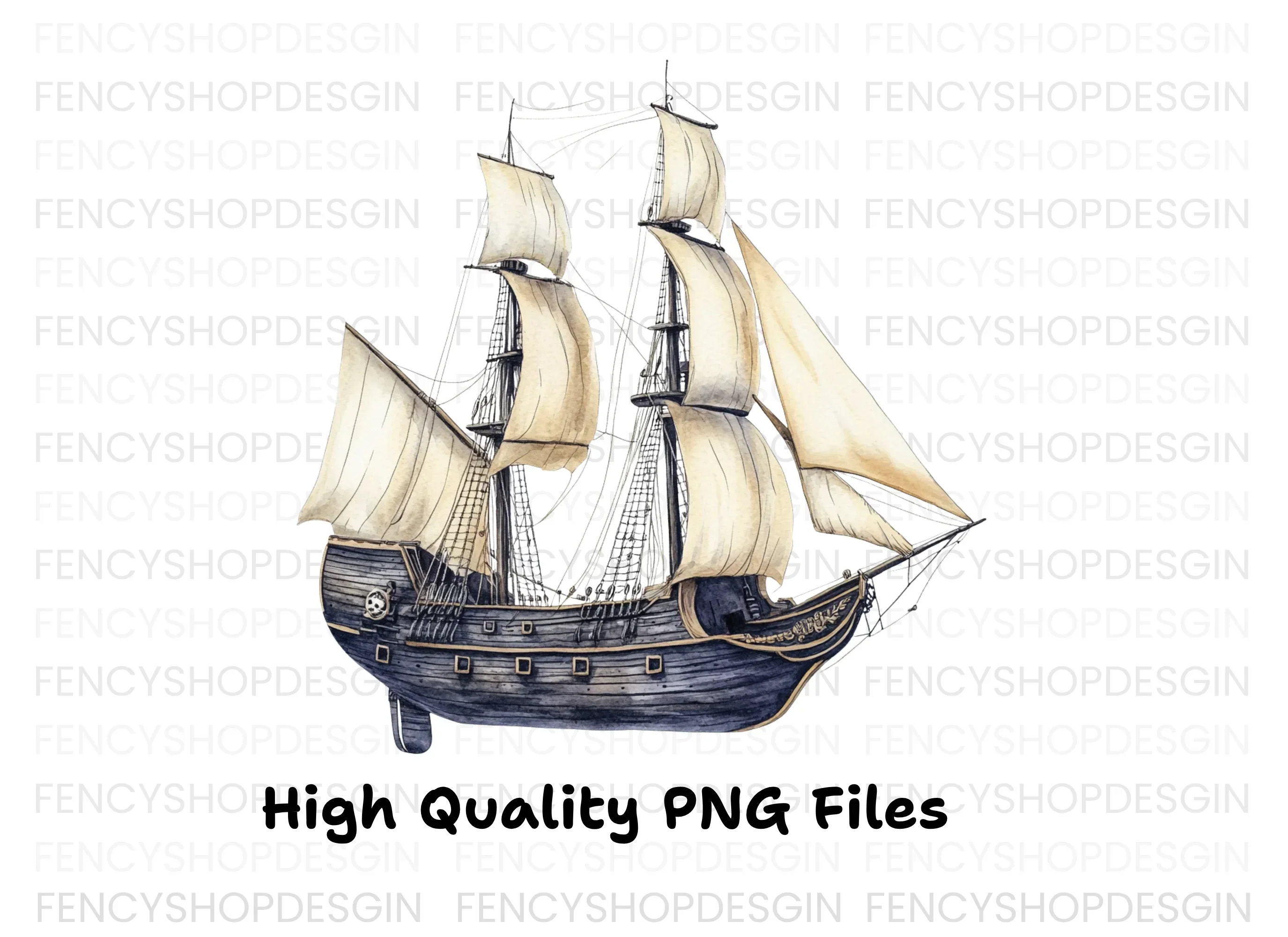 Vintage Pirate Ship Clipart Bundle - Image 2