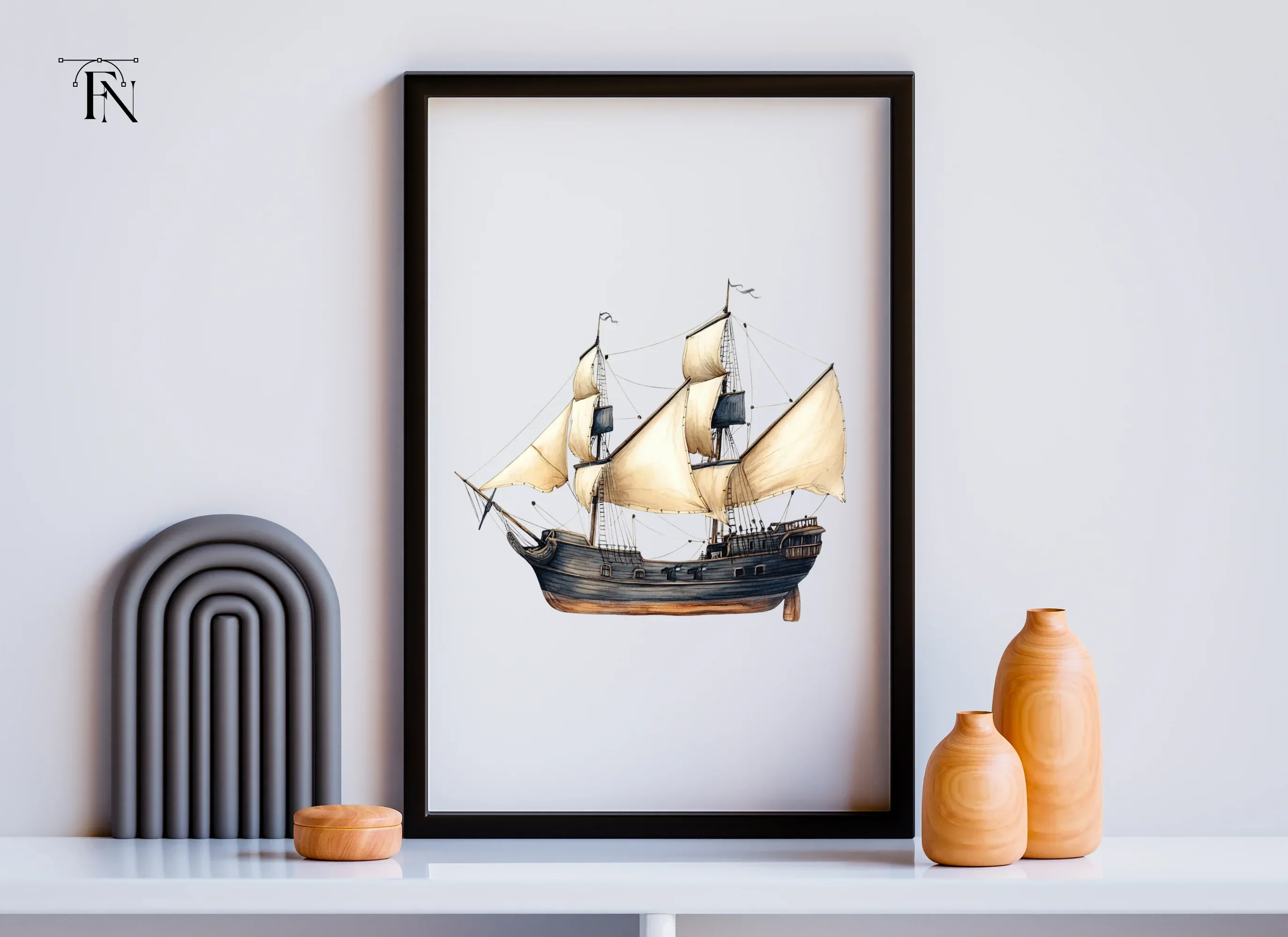 Vintage Pirate Ships Clipart Bundle - Image 5
