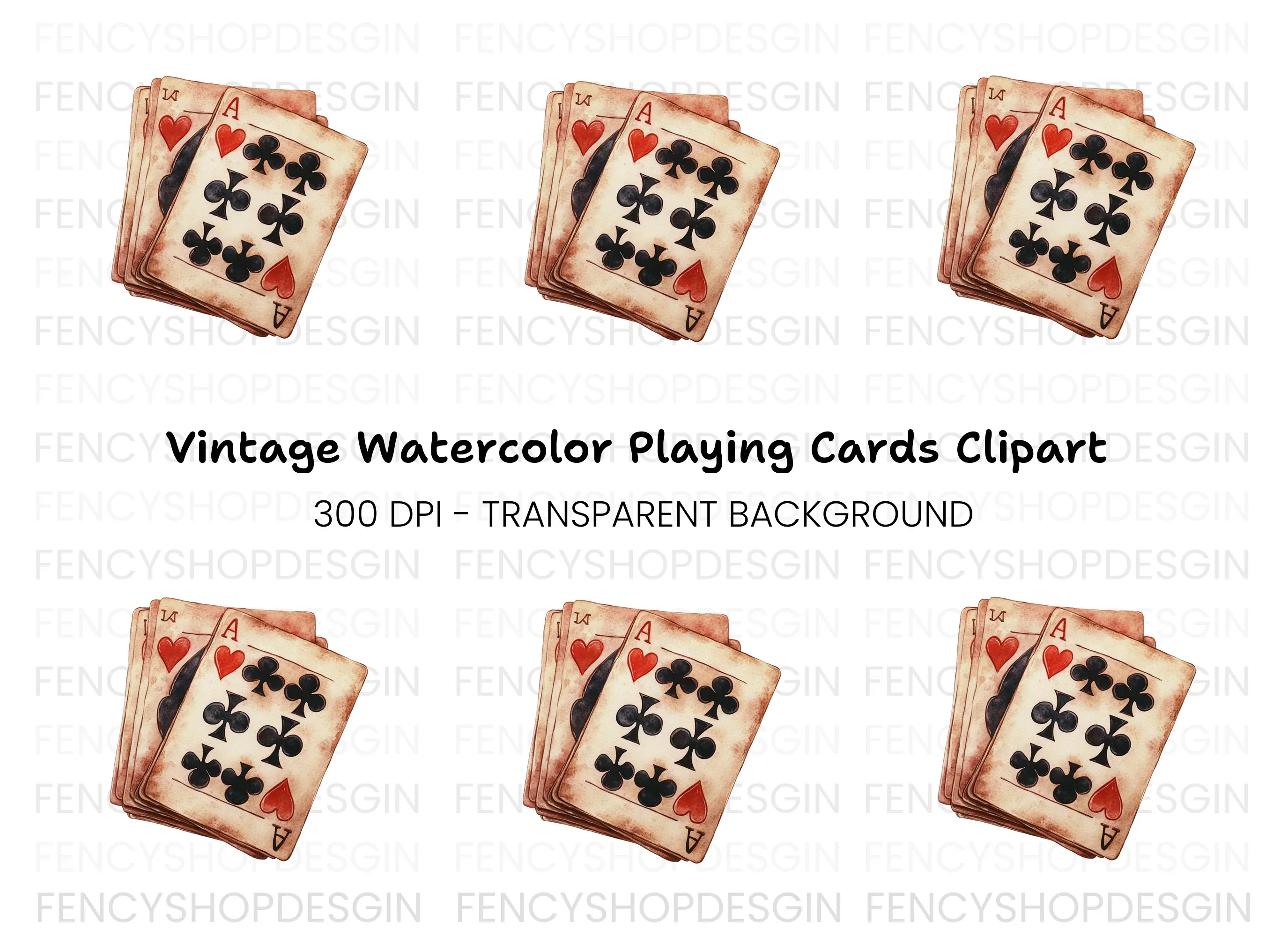 Vintage Playing Cards Clipart Bundle