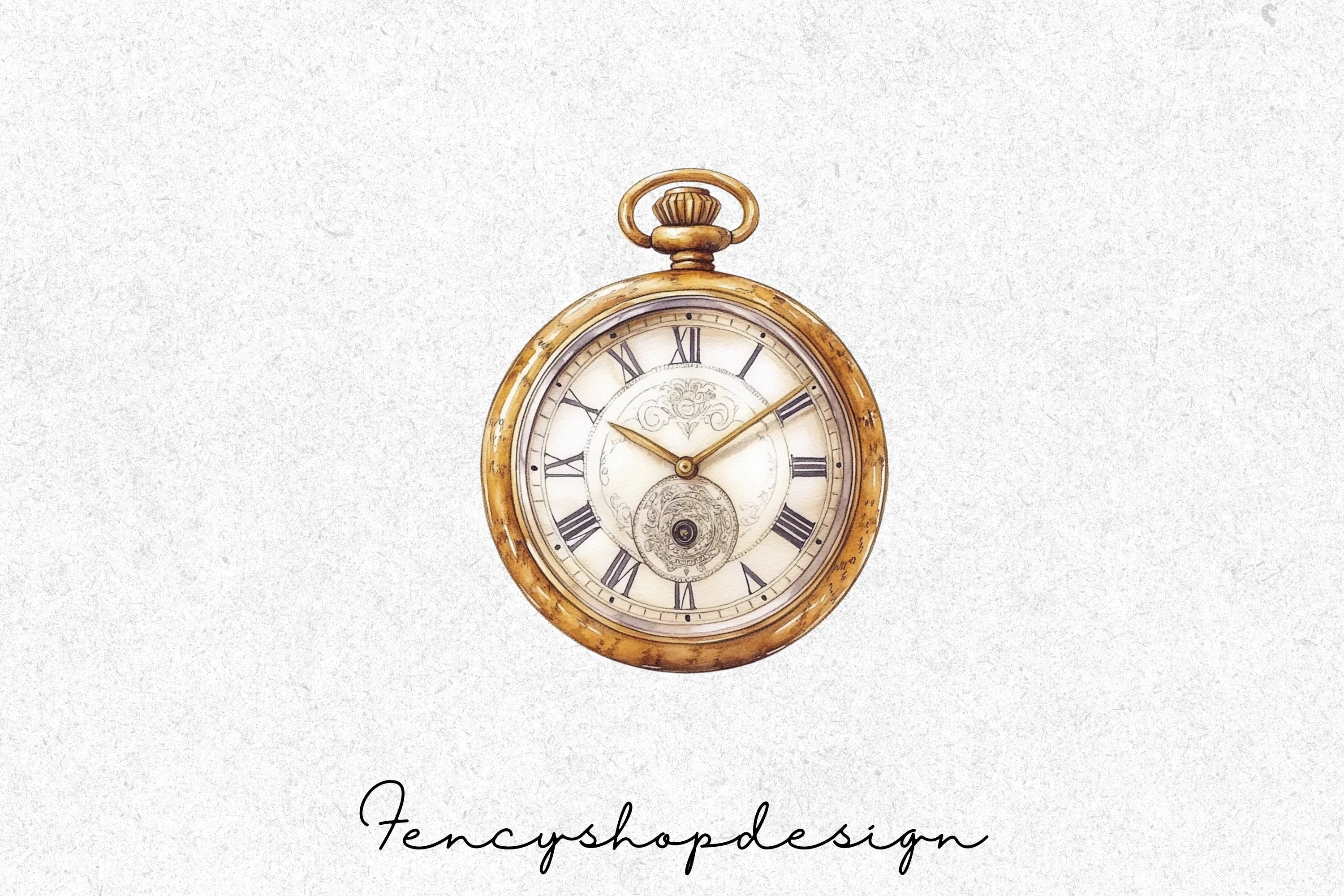 Vintage Pocket Watch Clipart Bundle - Image 8