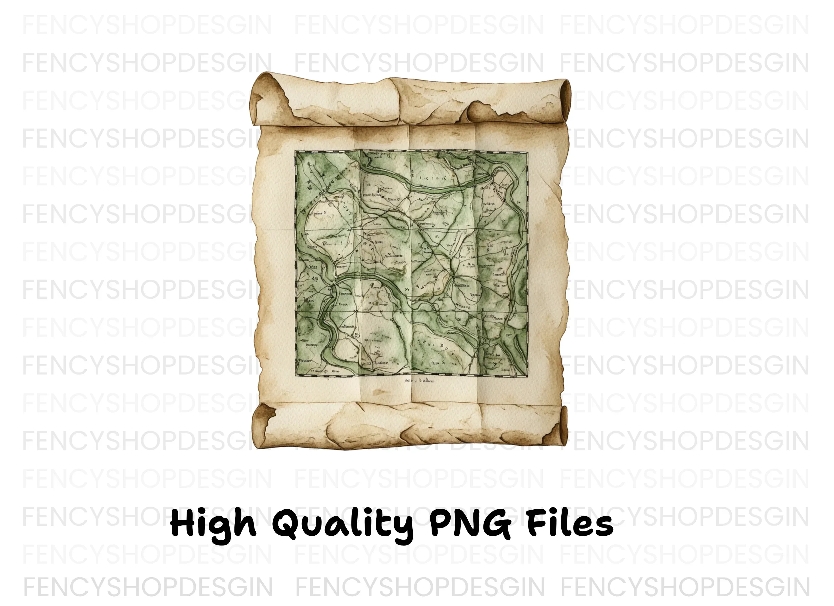 Vintage Rolled Map Clipart Bundle - Image 2