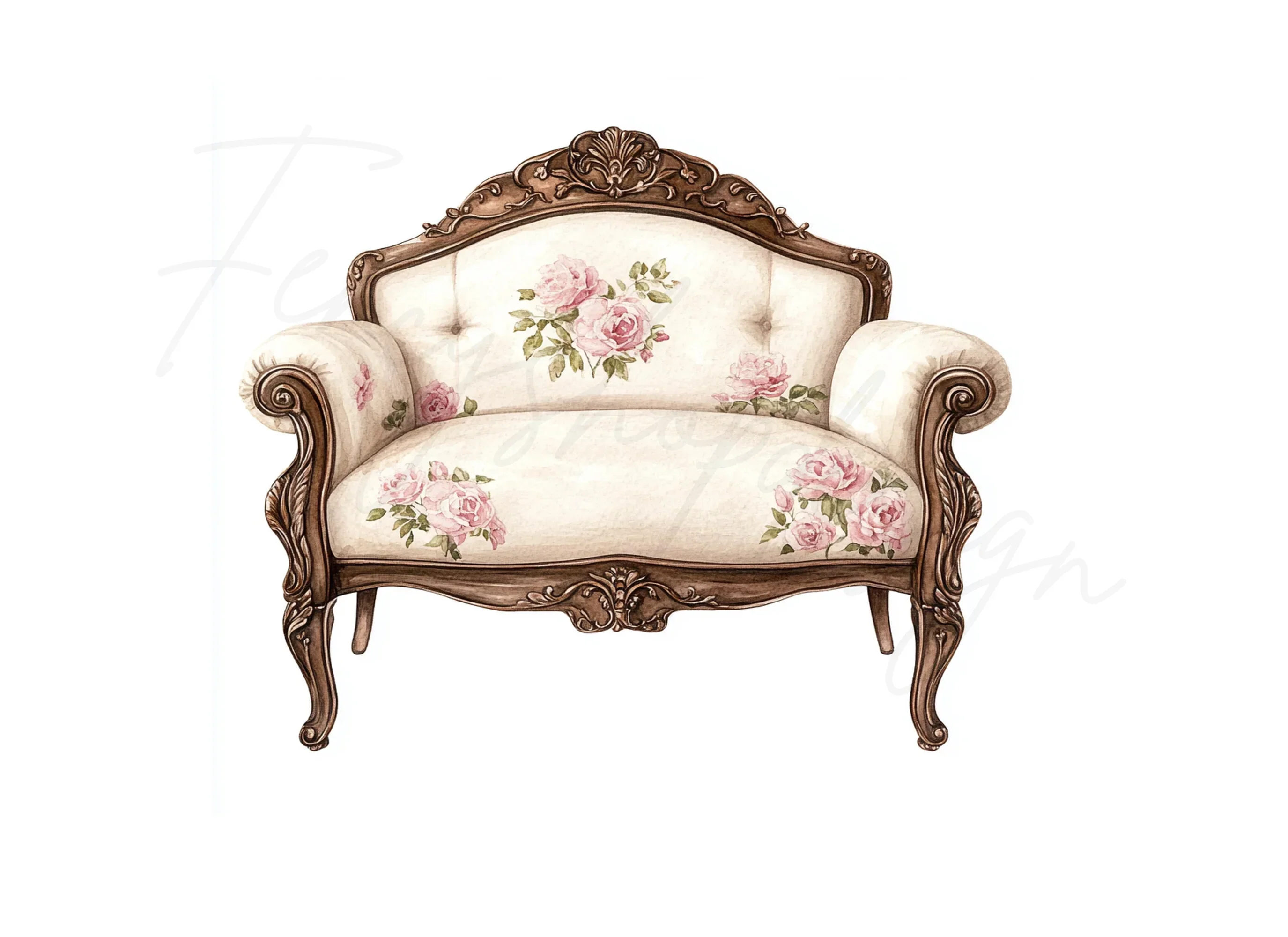 Vintage Rose Armchair Clipart Bundle - Image 2